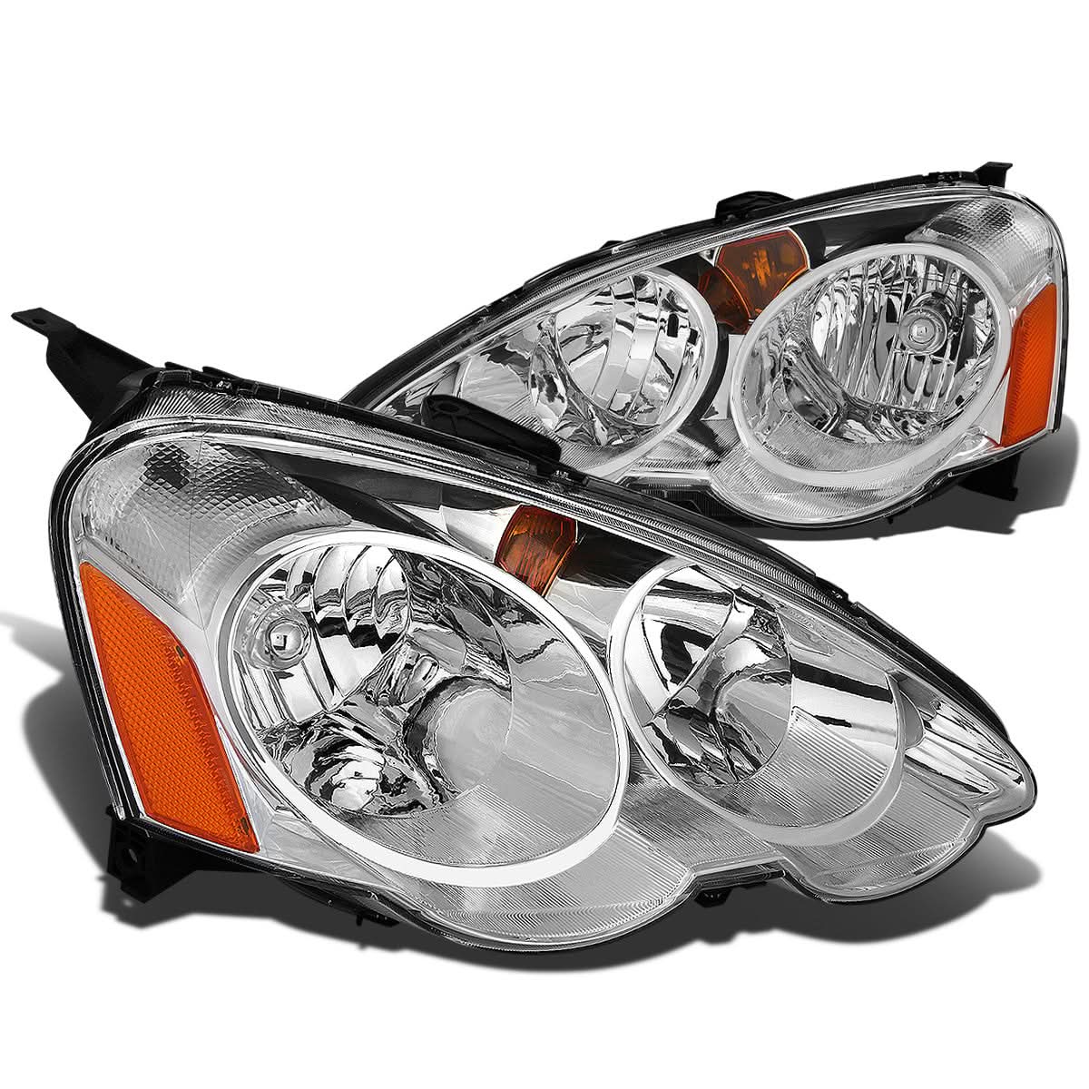 02-04 Acura RSX Chrome Housing Amber Corner Headlights