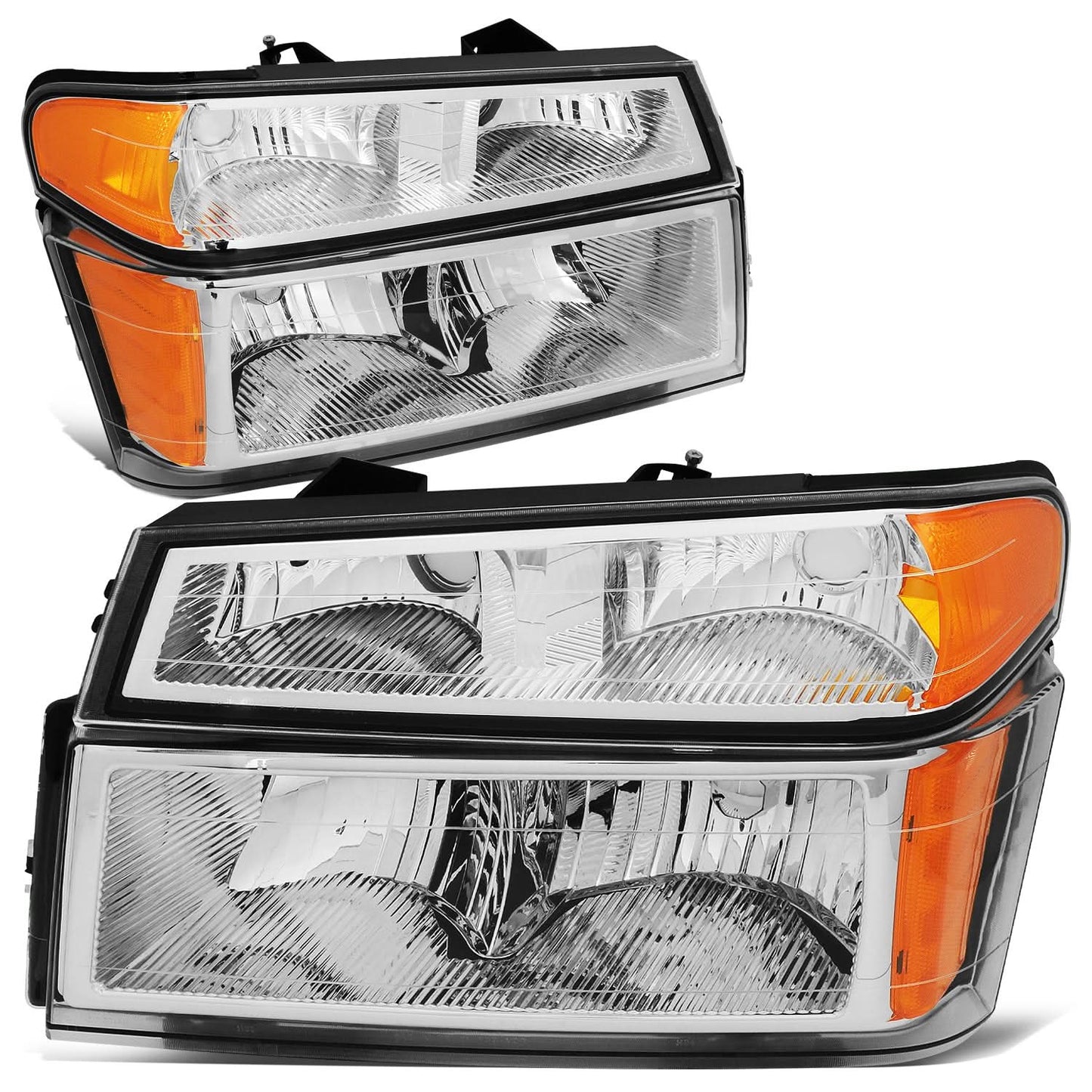 04-12 Chevy Colorado Chrome Headlights w/ Amber Corner 4PC Set