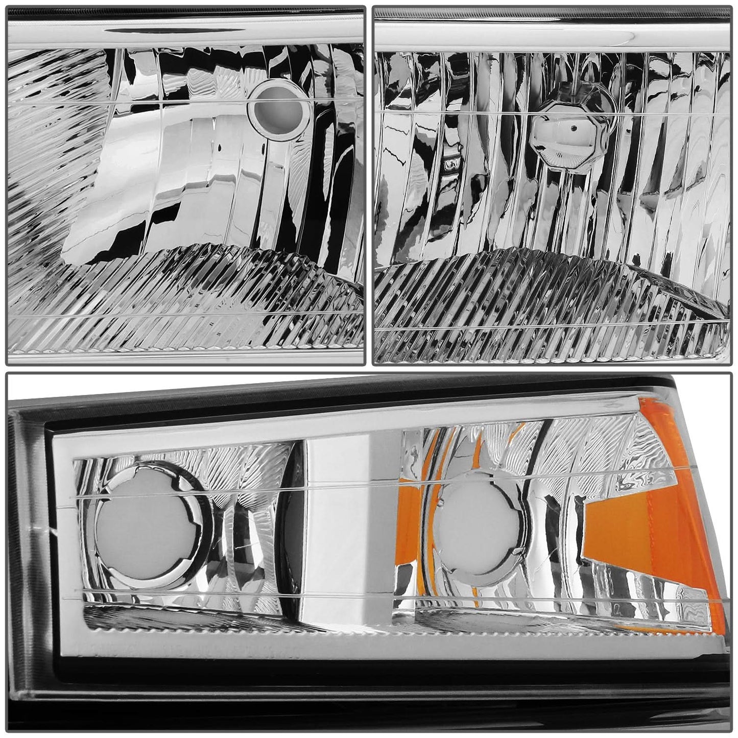 04-12 Chevy Colorado Chrome Headlights w/ Amber Corner 4PC Set