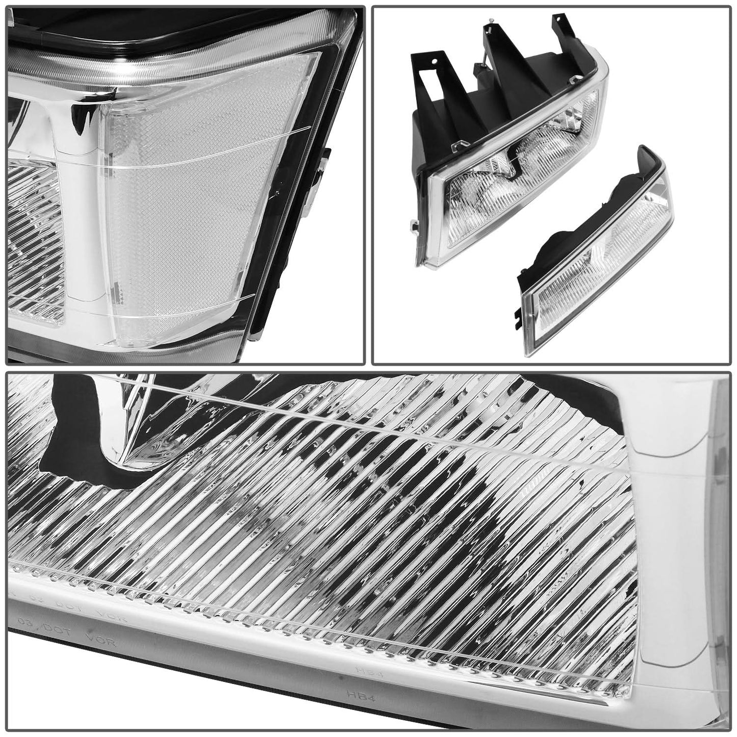 04-12 Chevrolet Colorado Chrome Housing Clear Corner Headlights 4PC