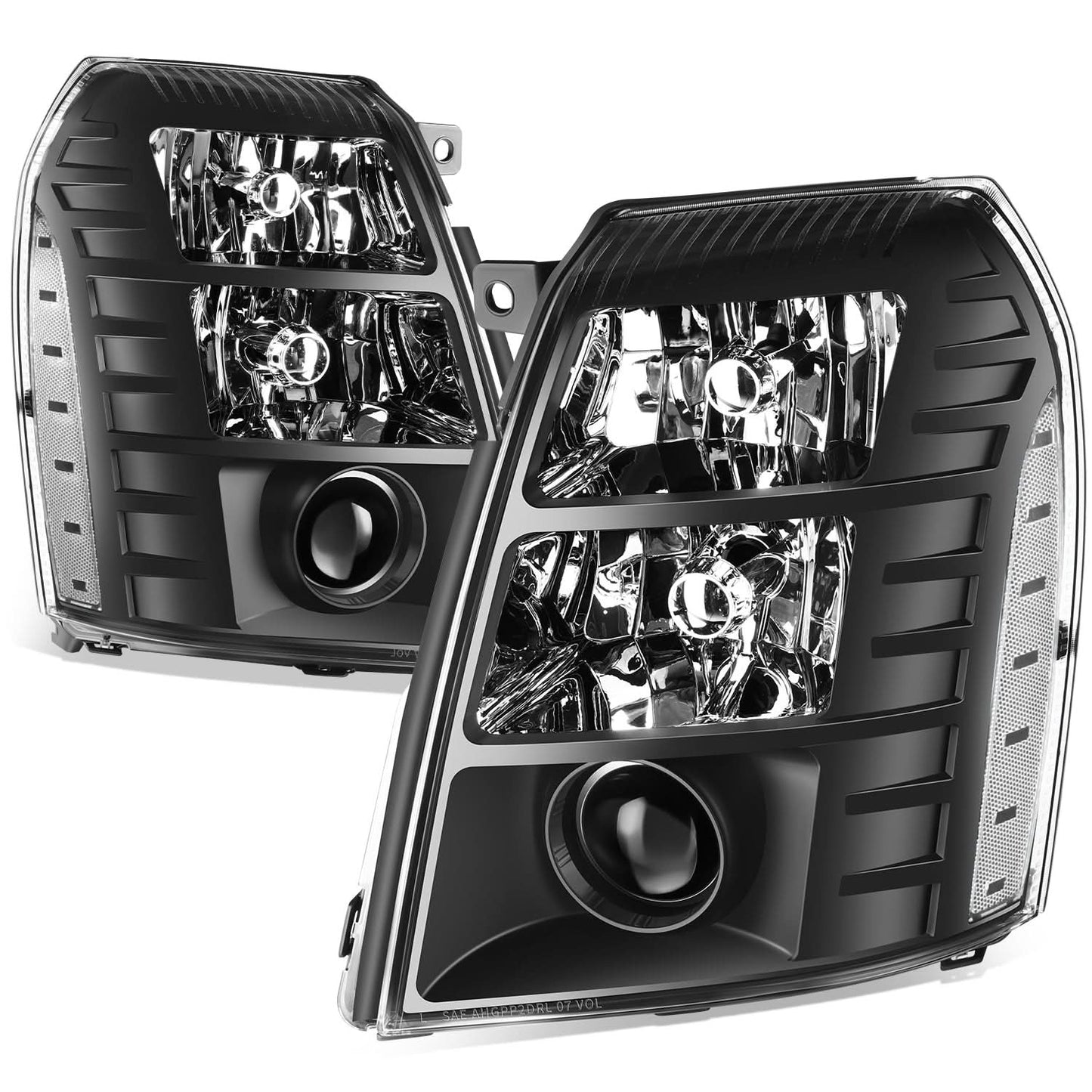 07-14 Cadillac Escalade Black Housing Clear Corner Headlights