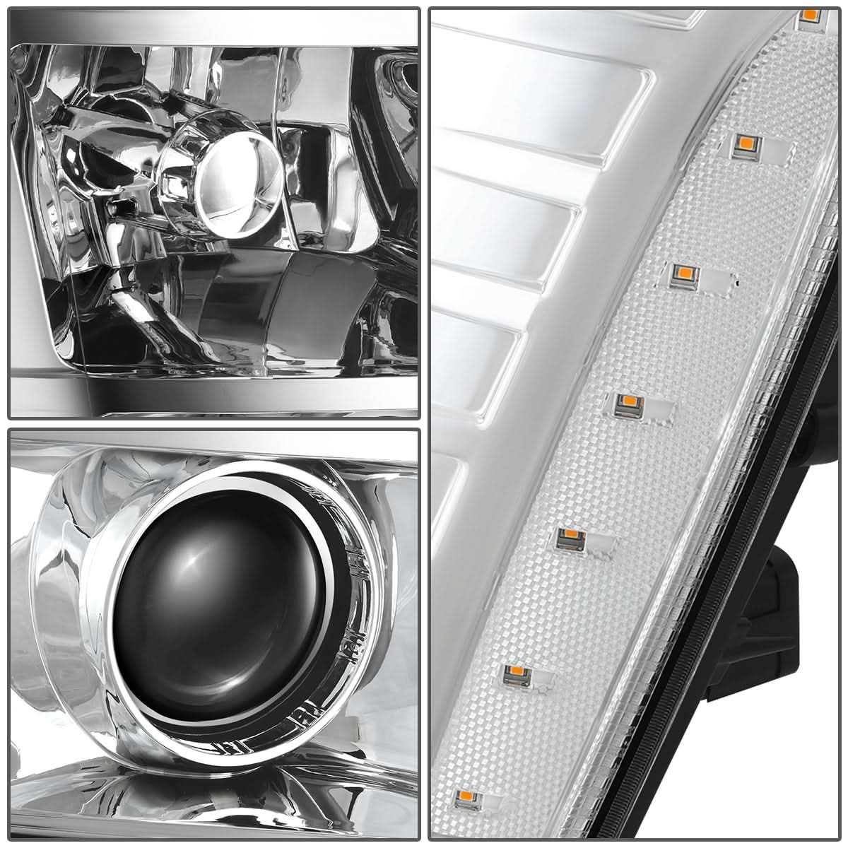 2007-2014 Cadillac Escalade Chrome Housing Clear Corner Headlights
