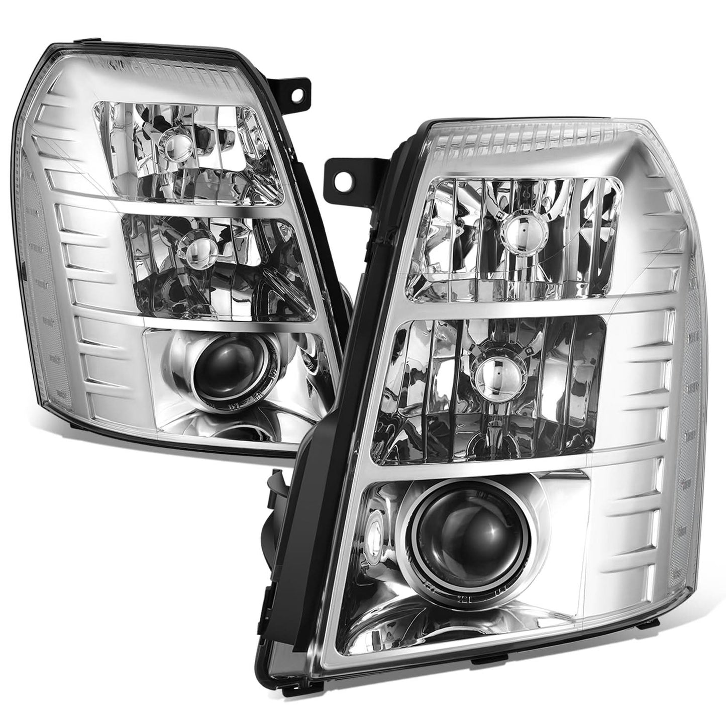 2007-2014 Cadillac Escalade Chrome Housing Clear Corner Headlights