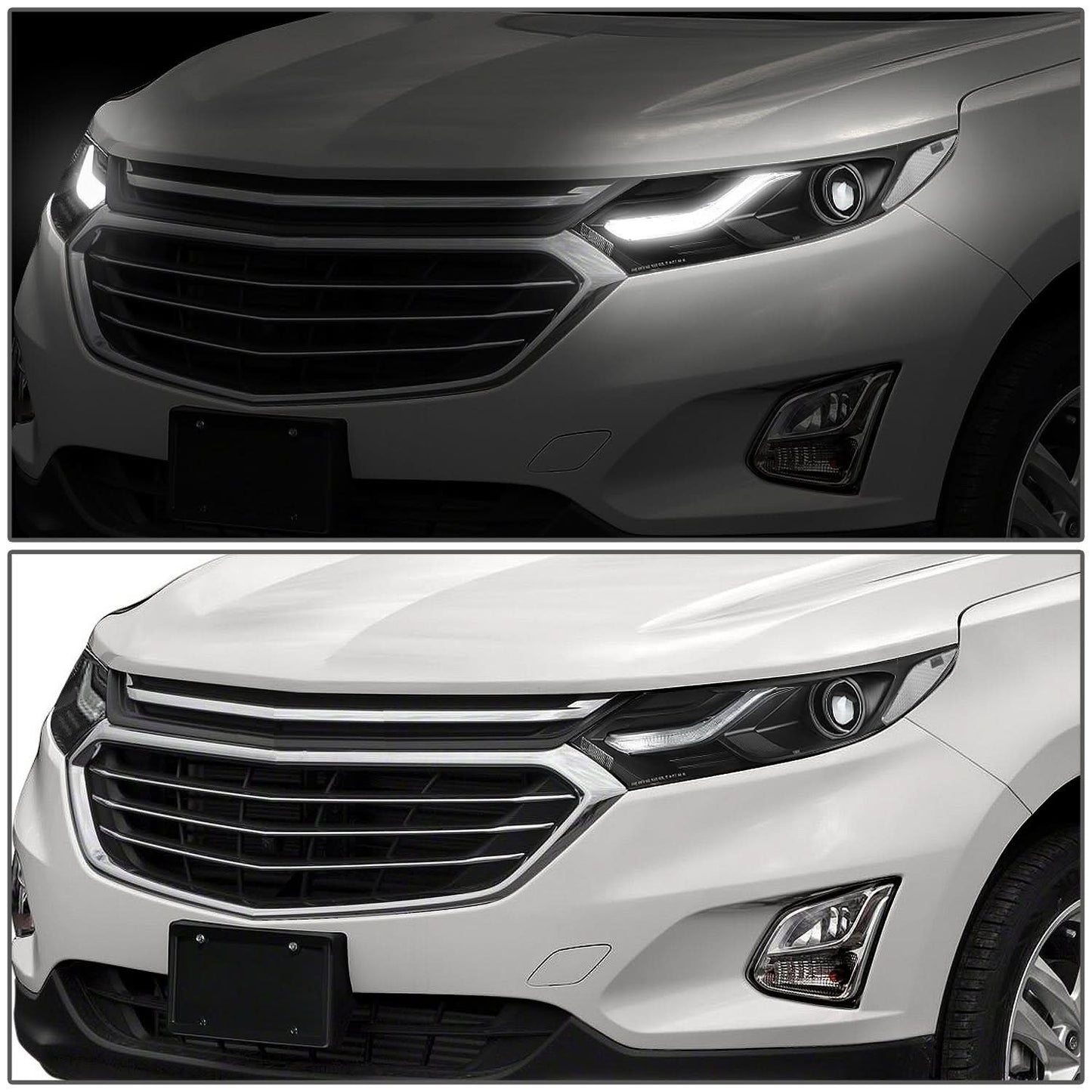 2018-2021 Chevrolet Equinox Projector LED DRL Headlights Black Housing