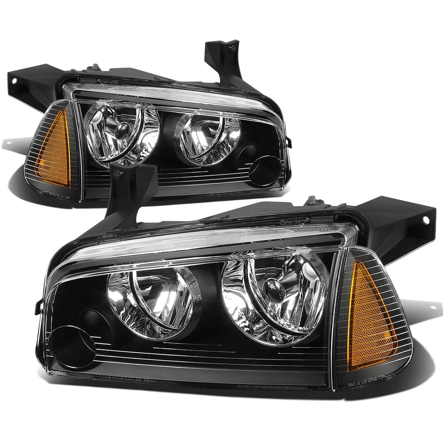 06-10 Dodge Charger 4PC Black Housing Amber Corner Headlights