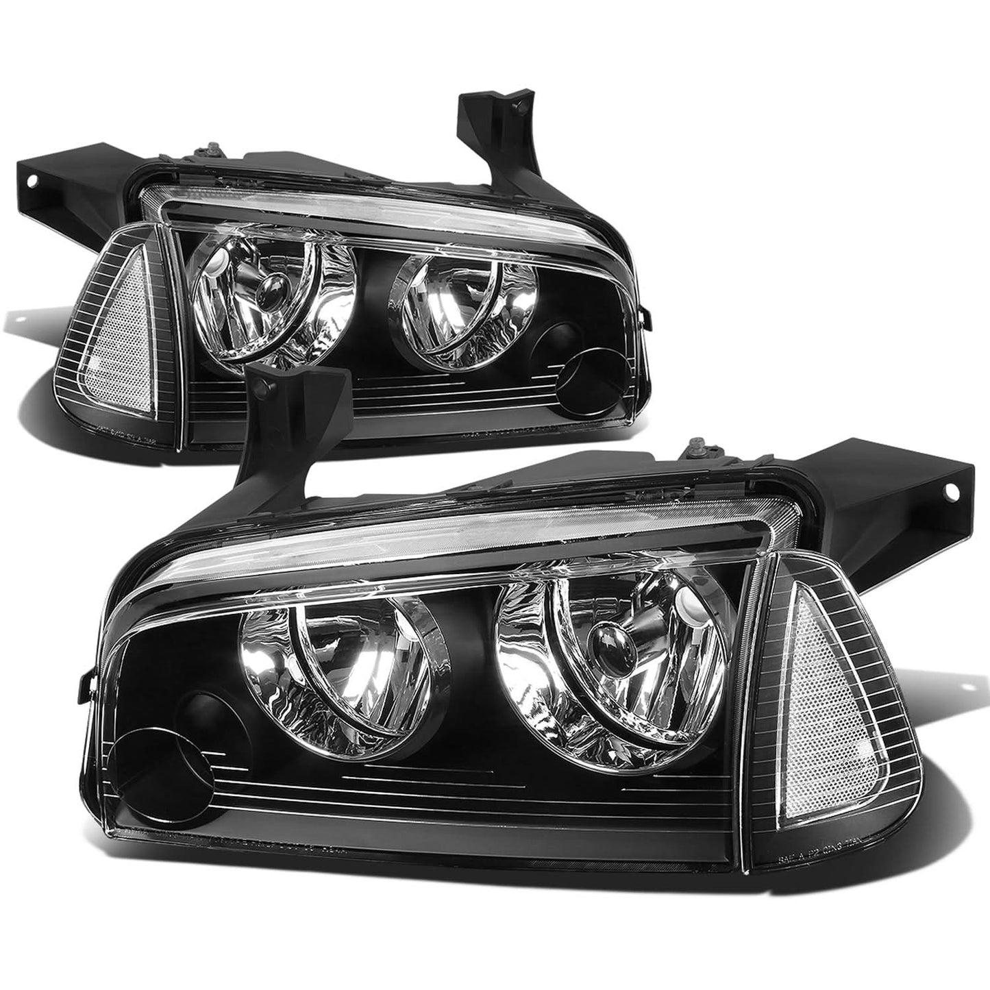 06-10 Dodge Charger Black Housing Clear Corner Headlights 4PC
