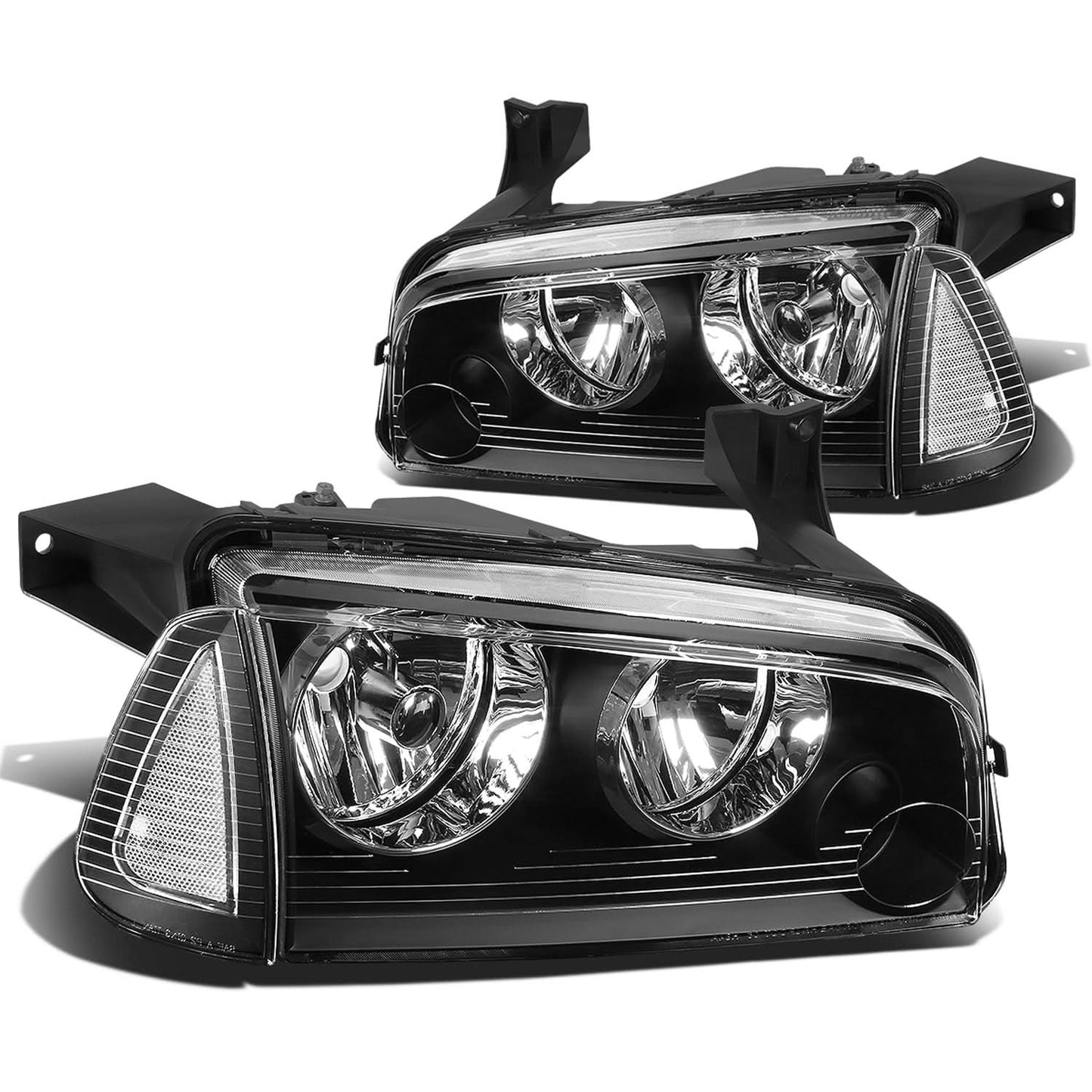 06-10 Dodge Charger Black Housing Clear Corner Headlights 4PC