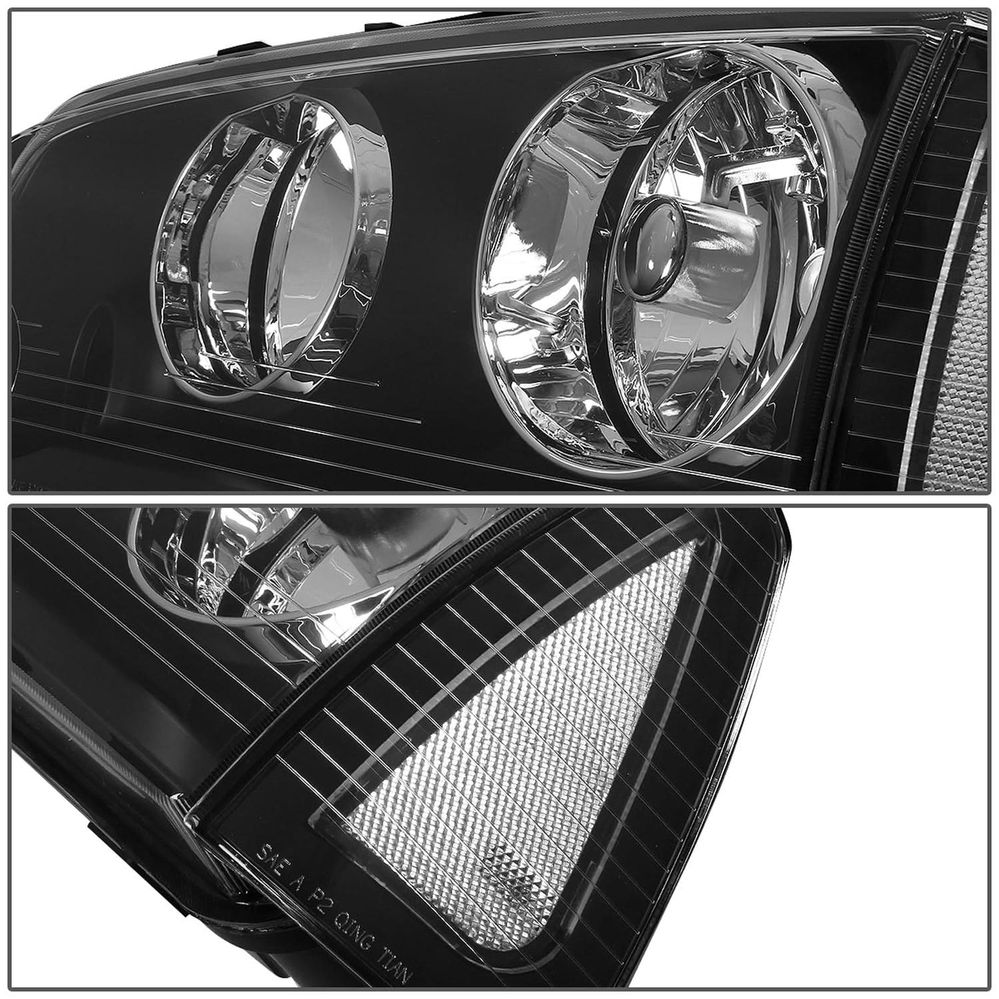 06-10 Dodge Charger Black Housing Clear Corner Headlights 4PC