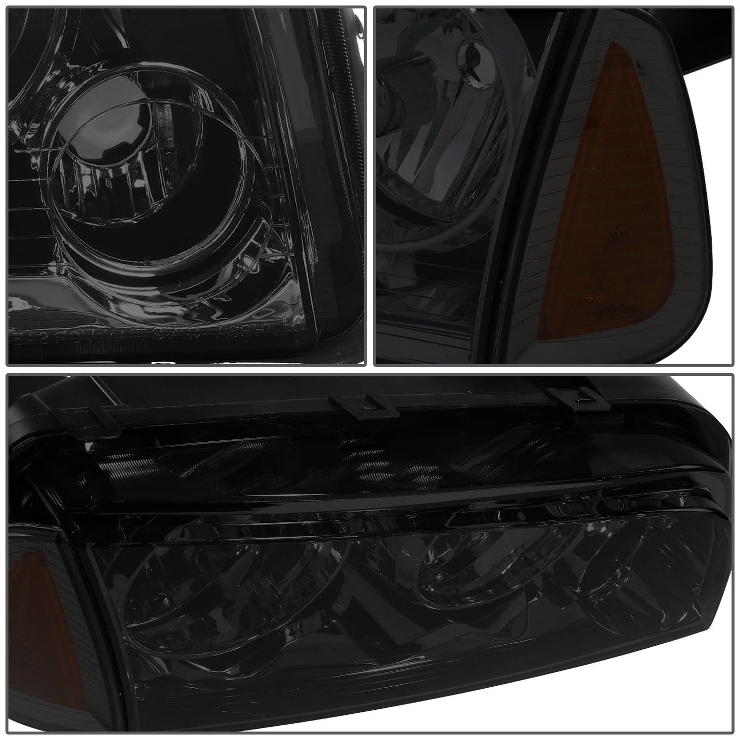 06-10 Dodge Charger 4PC Smoke Housing Headlights w/ Amber Corner