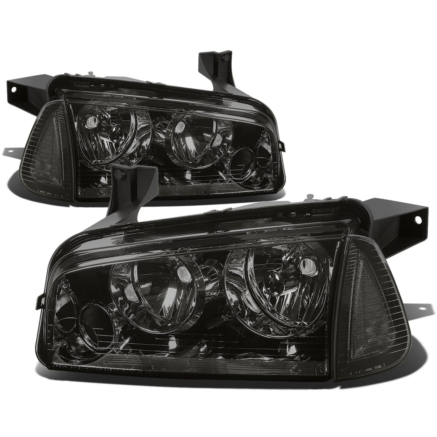 2006-2010 Dodge Charger Smoke Housing Headlights with Clear Corner
