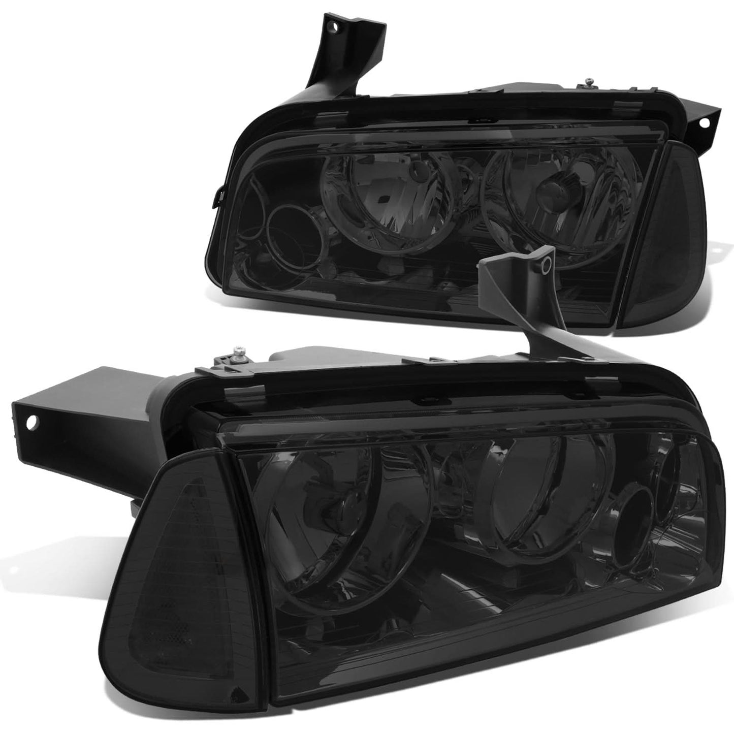 2006-2010 Dodge Charger Smoke Housing Headlights with Clear Corner