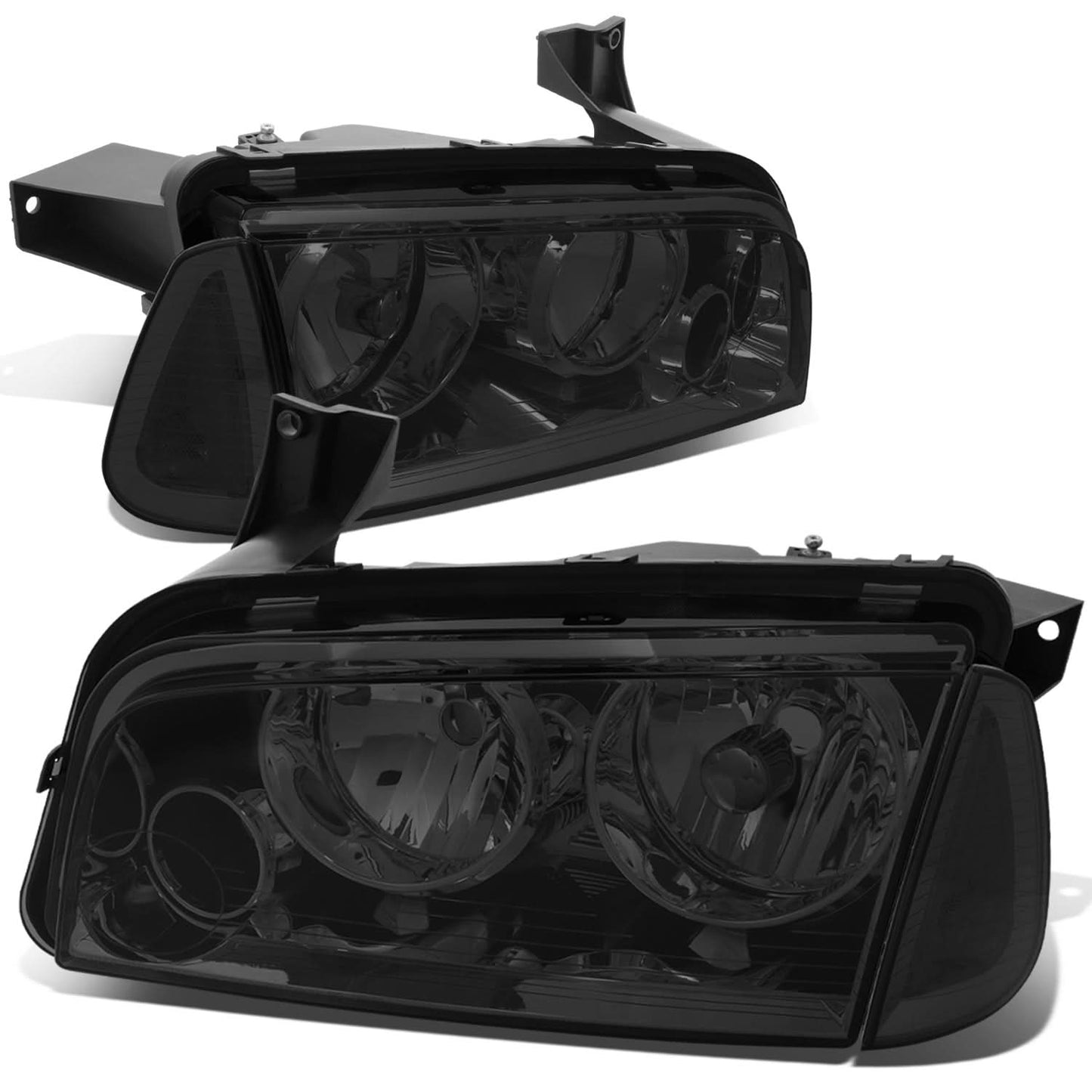 2006-2010 Dodge Charger Smoke Housing Headlights with Clear Corner