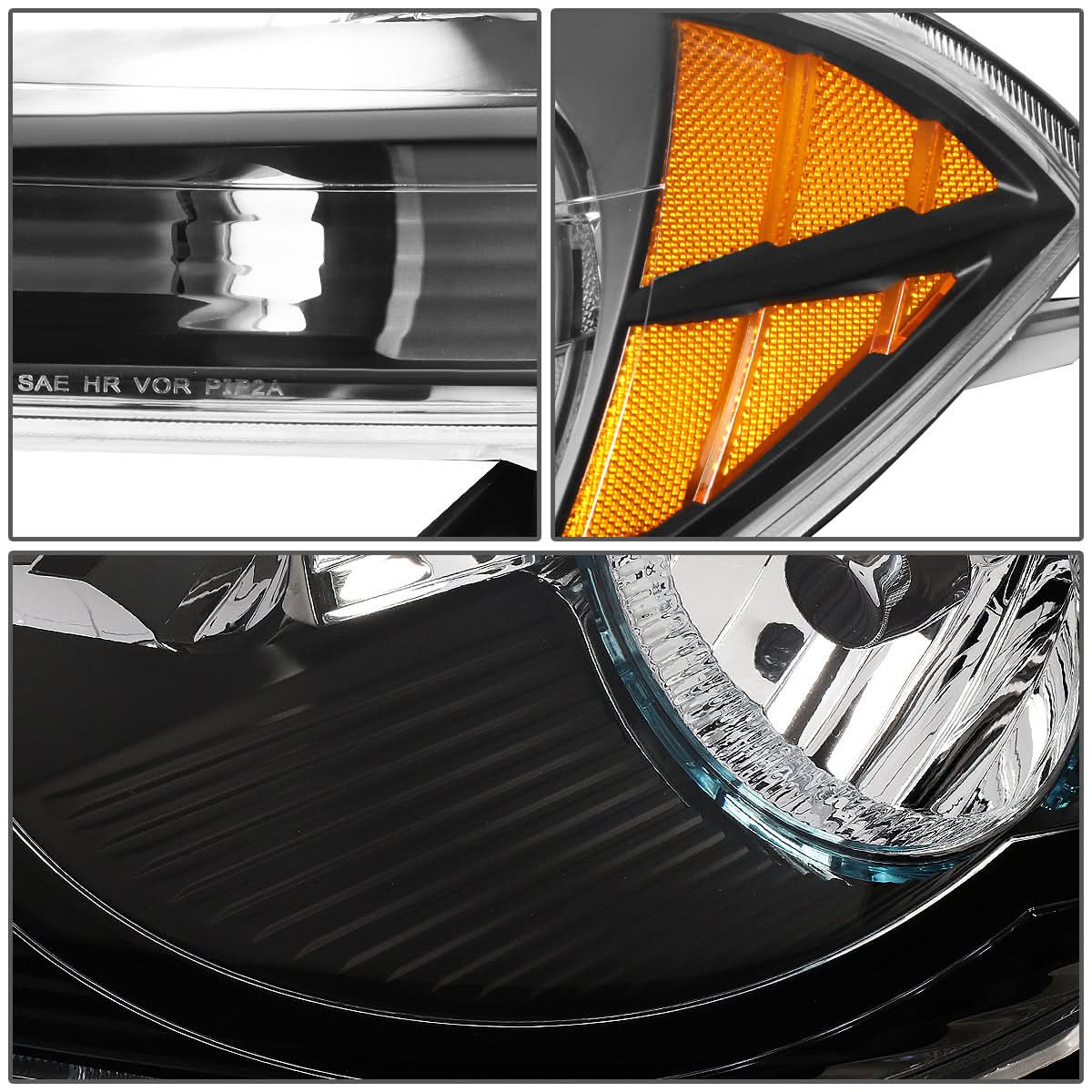 2008-2012 Chevrolet Malibu Black Housing Headlights with Amber Corner