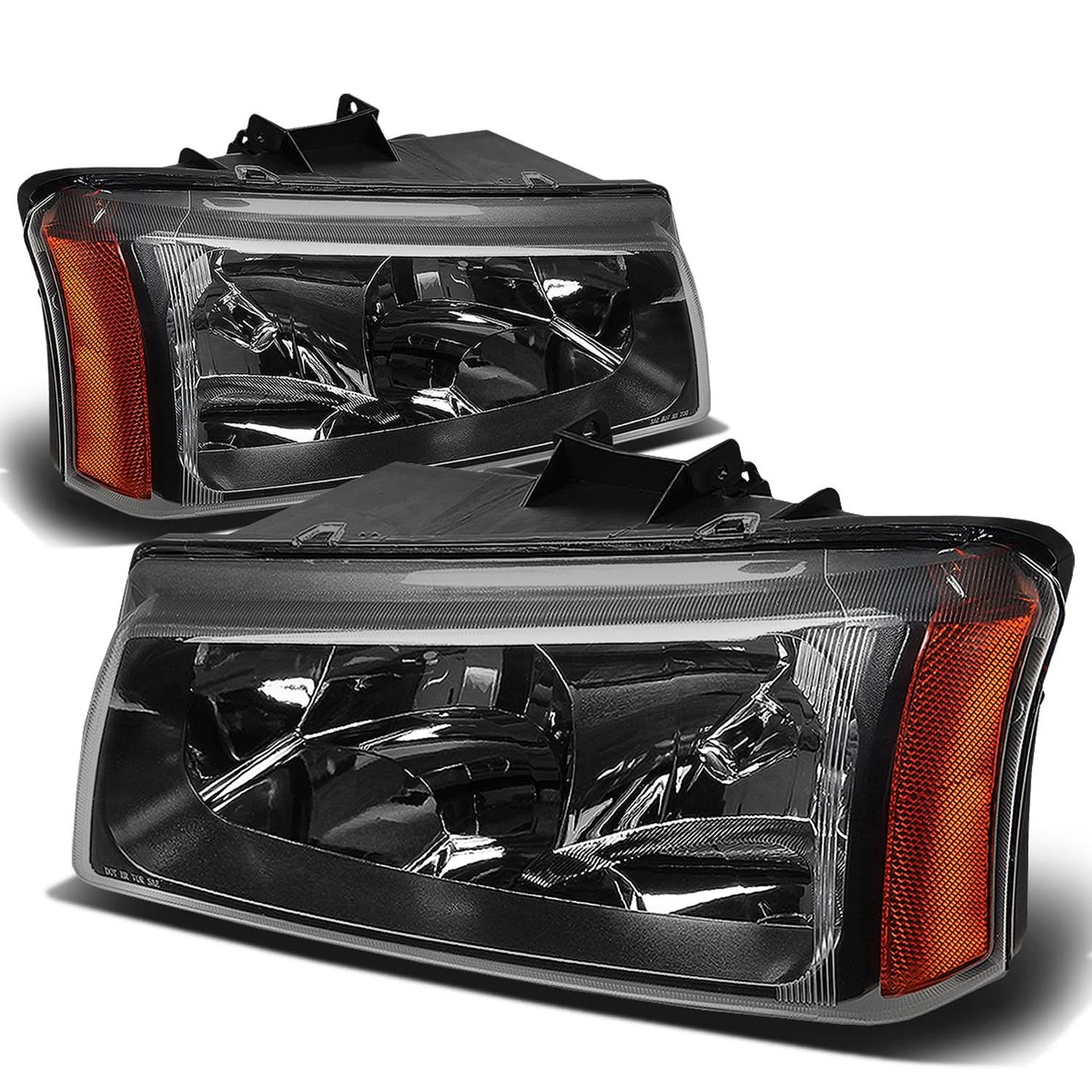 2003-2006 Chevrolet Silverado Avalanche Black Amber Headlights 2PC
