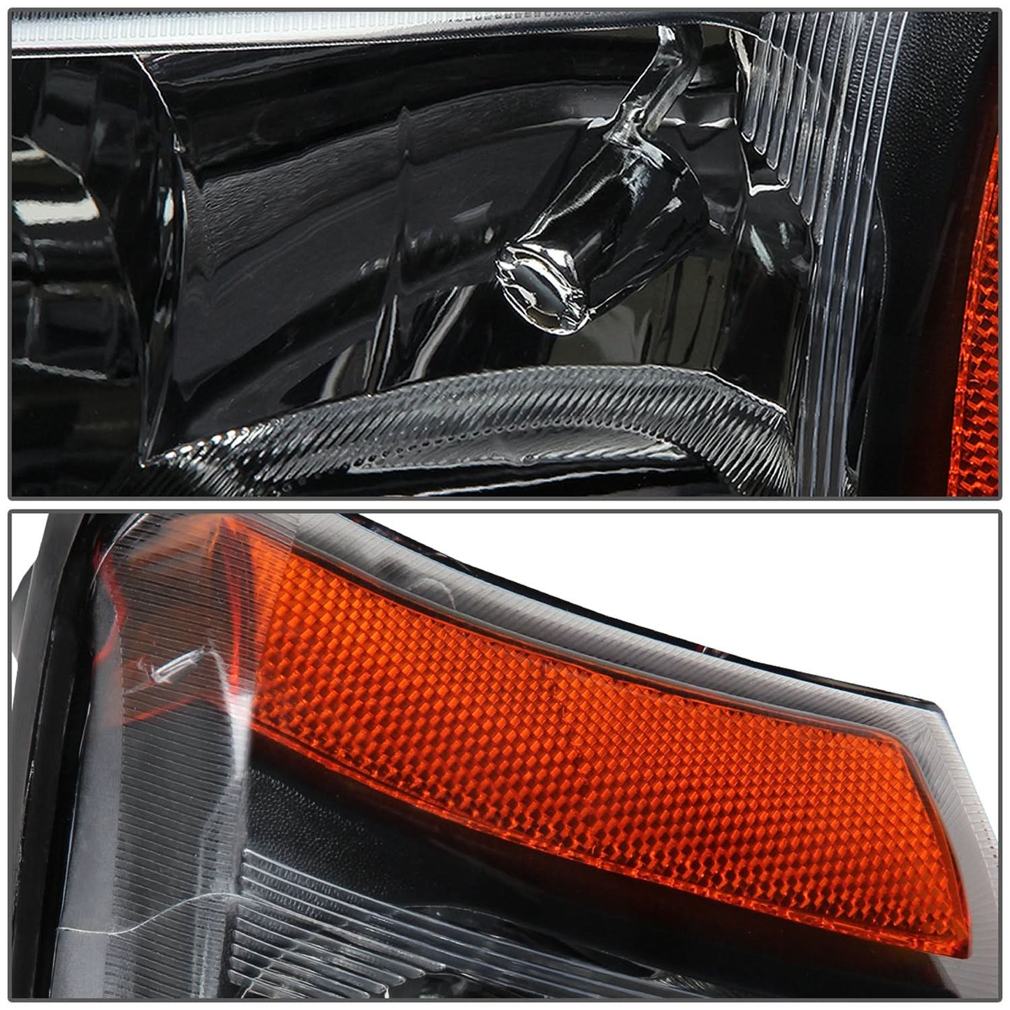 2003-2006 Chevrolet Silverado Avalanche Black Amber Headlights 2PC