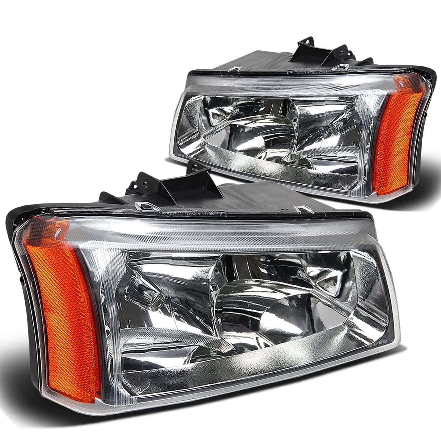 03-06 Chevy Silverado Avalanche Chrome Headlights w/ Amber Corner