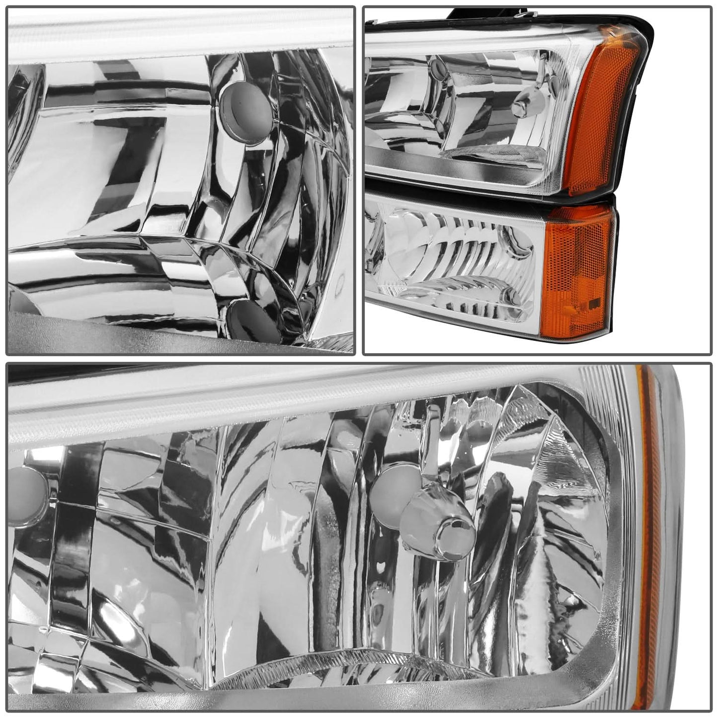 03-06 Chevy Silverado/Avalanche Chrome Headlights 4PC Set 9005/9006
