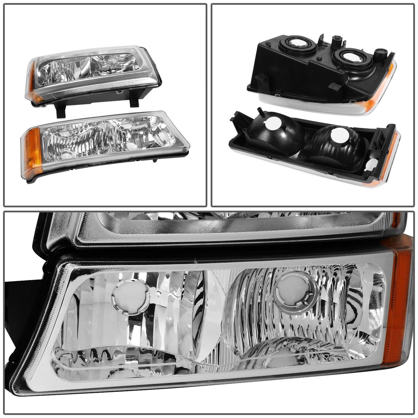 03-06 Chevy Silverado/Avalanche Chrome Headlights 4PC Set 9005/9006