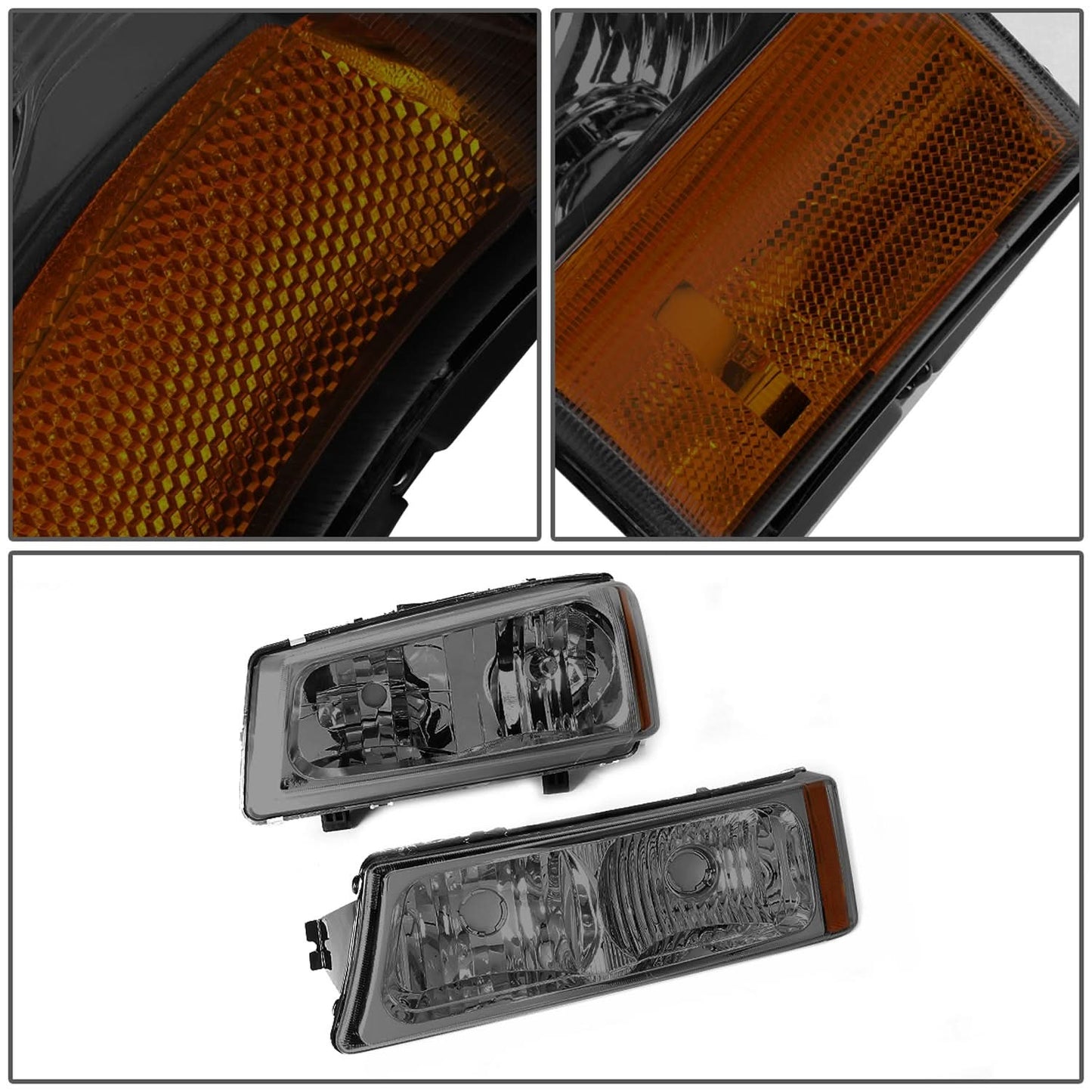 2003-2006 Chevrolet Silverado Avalanche Smoke Headlights 4PC Set