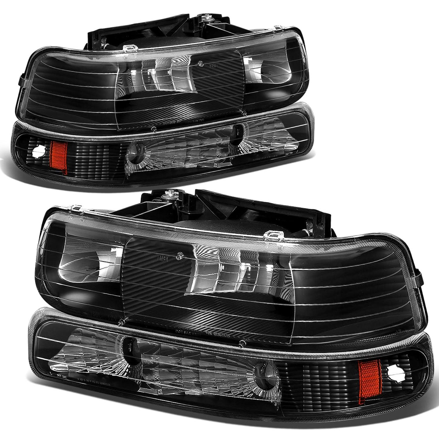 99-06 Chevrolet Silverado Suburban Tahoe Black Amber Headlights 4PC