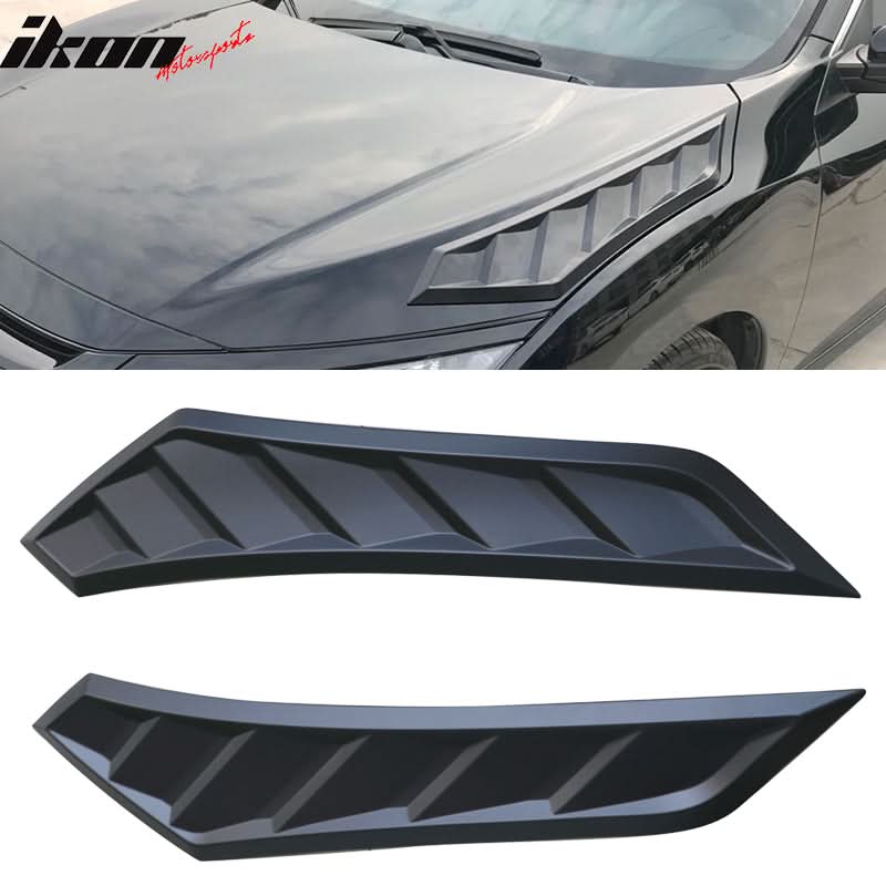 2016-2020 Honda Civic 10th Gen V2 Style Black Hood Vents ABS