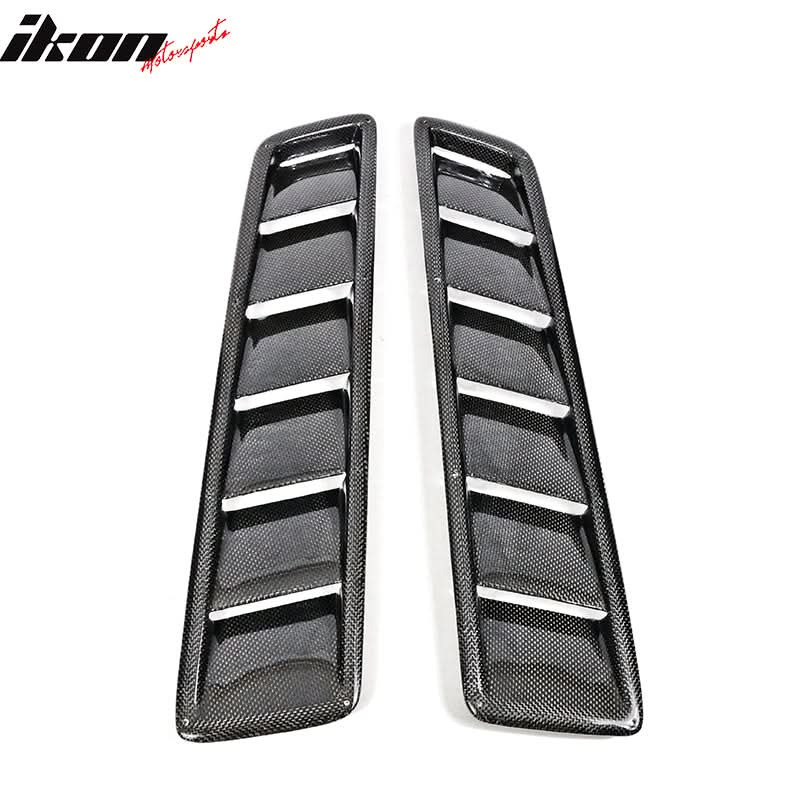 Universal Fitment Air Flow Hood Vent Scoop Bonnet Cover 2PC 20x5in CF