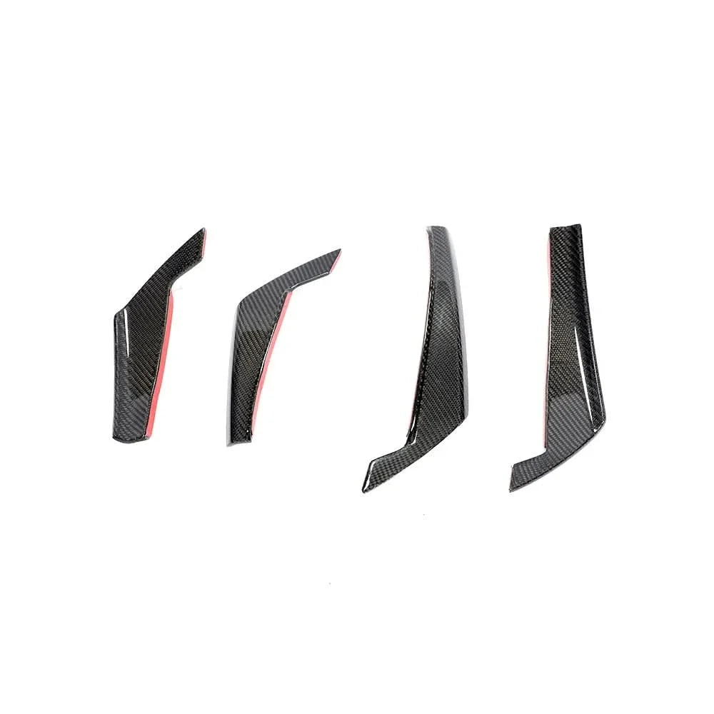 Audi A4 / RS4 B9 (2017-2020) Carbon Fiber Front Canards – RS4 Style Aftermarket Bumper Fins (4PC)