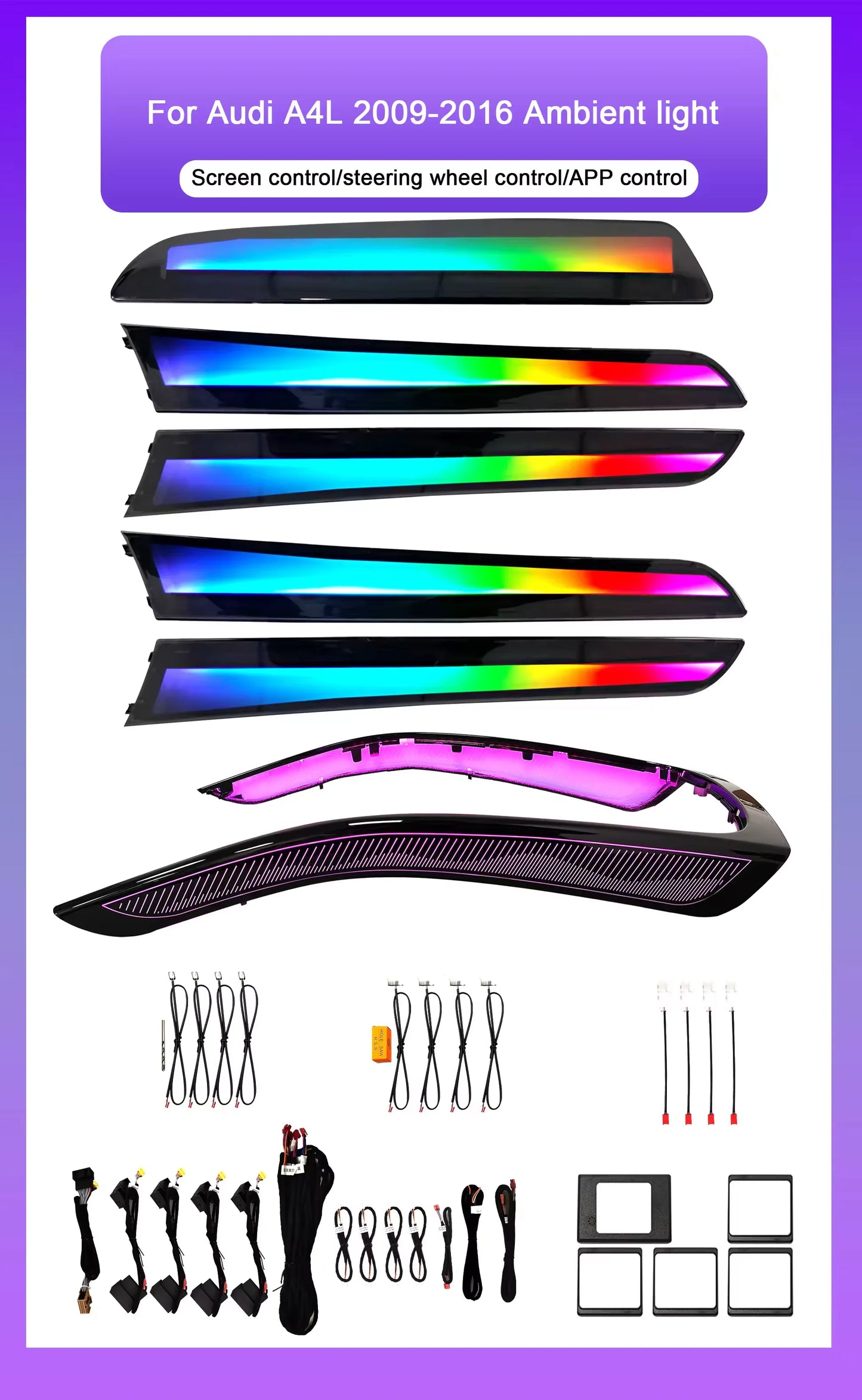 Audi A4 / A4L B8 / A5 / Q5 Interior 64-Color Star Sky Dynamic LED Ambient Light Kit 2009 - 2017