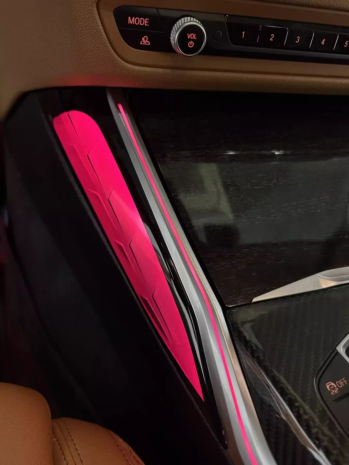 BMW 3 Series G20 / G28 / G80, 2 Series, i3, M3, M4 & G22 / G82 Center Console Saddle 64-Color LED Ambient Light Kit 2020 - 2024