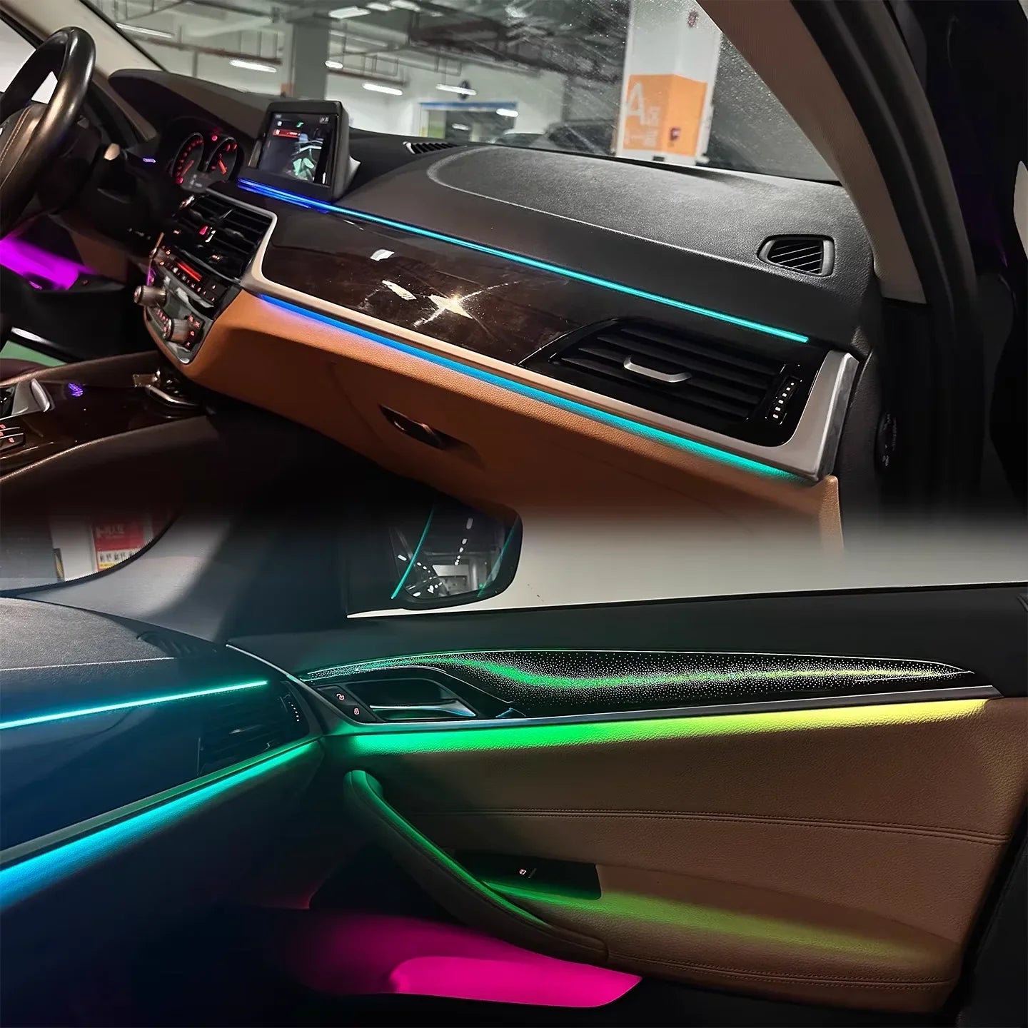 BMW 5 Series G30 / G31 / G32 / G38 Interior 64-Color Rainbow LED Ambient Light Kit 2017 - 2023