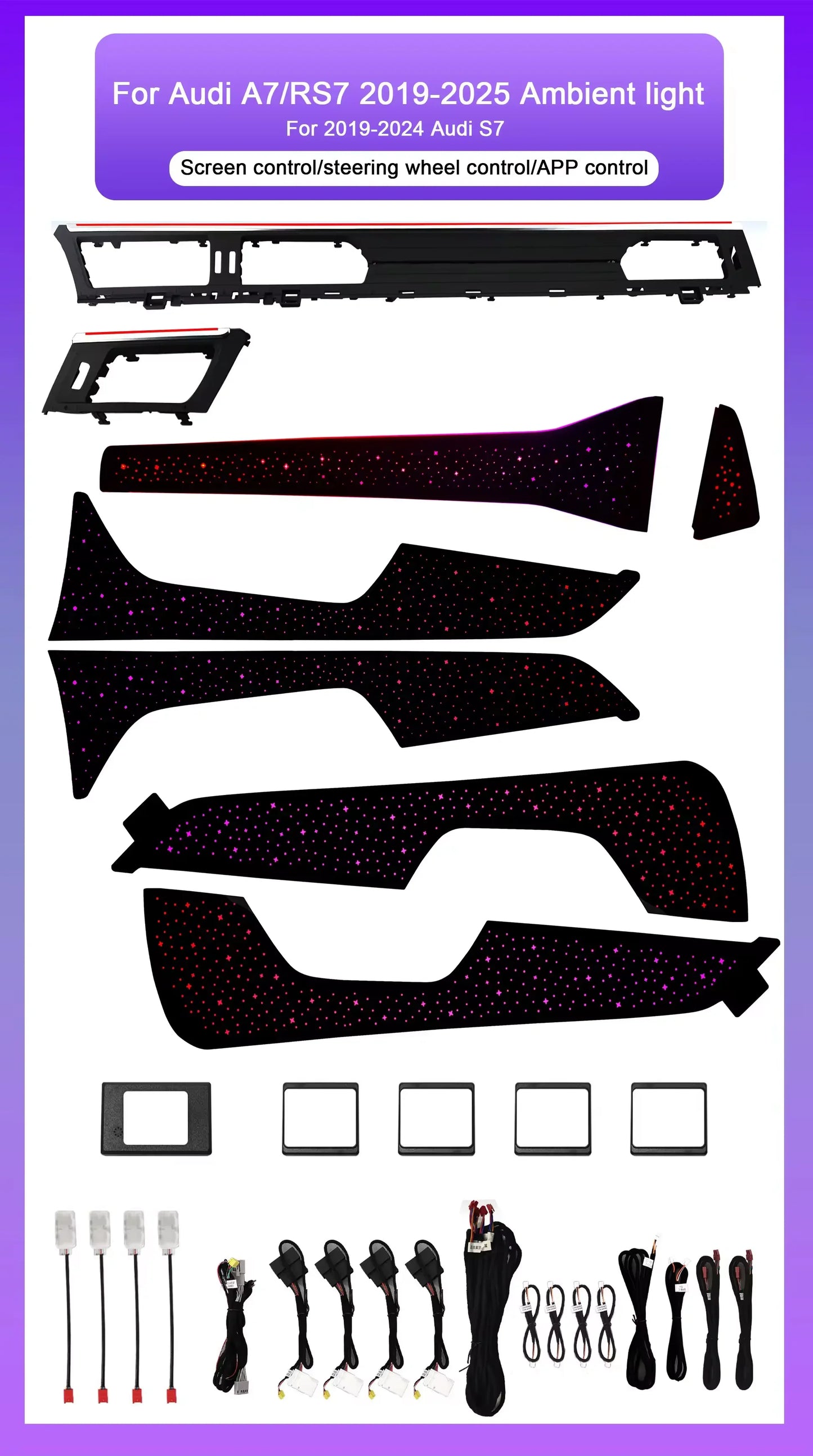 Audi A7 / S7 / RS7 / A6 C8 Interior 64-Color LED Ambient Light Kit 2019 - 2025