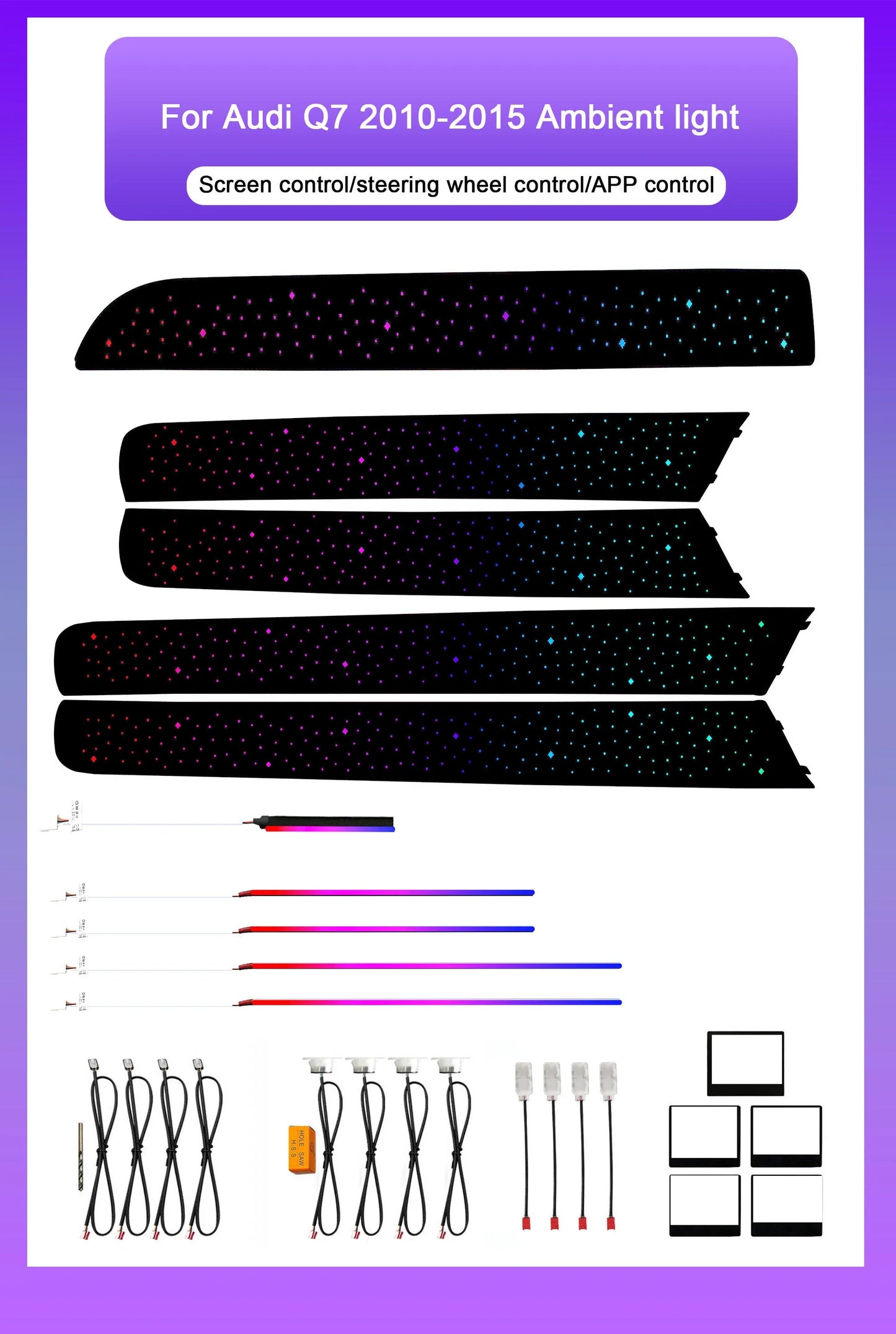 Audi Q7 Interior 64-Color Symphony LED Ambient Light Kit 2006 - 2015