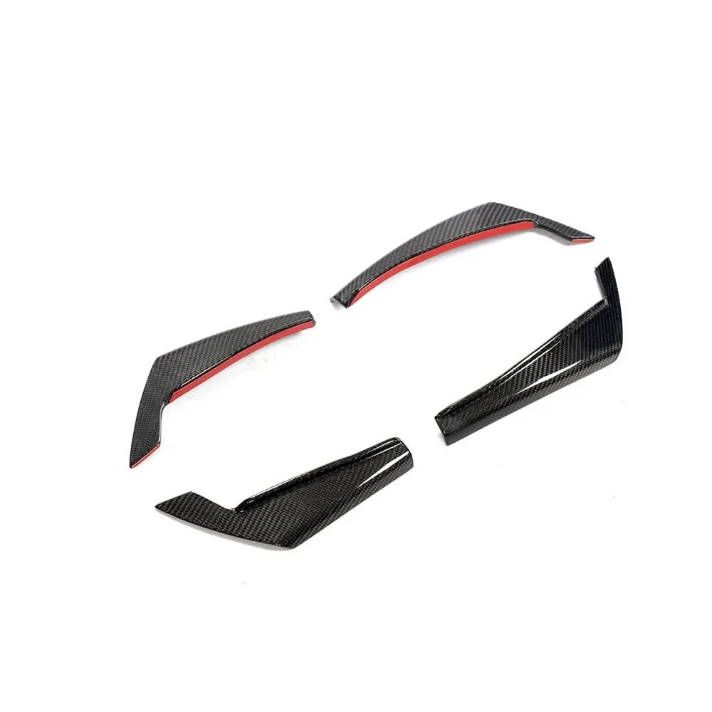 Audi A4 / RS4 B9 (2017-2020) Carbon Fiber Front Canards – RS4 Style Aftermarket Bumper Fins (4PC)