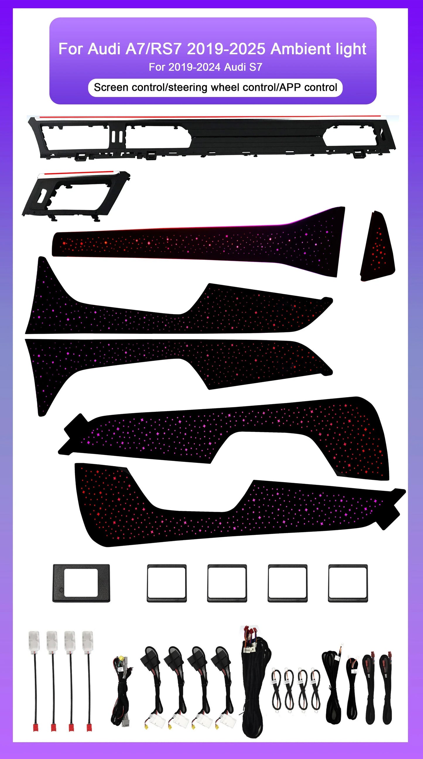 Audi A7 / S7 / RS7 / A6 C8 Interior 64-Color LED Ambient Light Kit 2019 - 2025