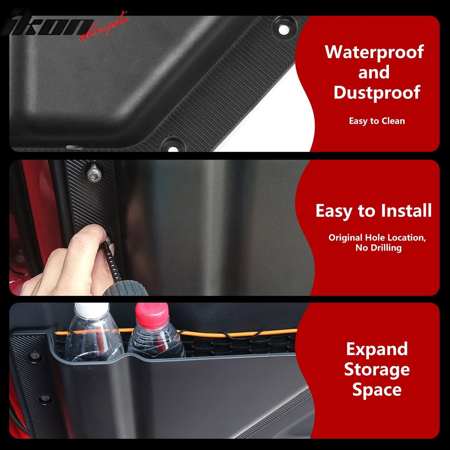 2021-2025 Ford Bronco 4-Door Black Door Storage Box TPE + ABS 4PCS