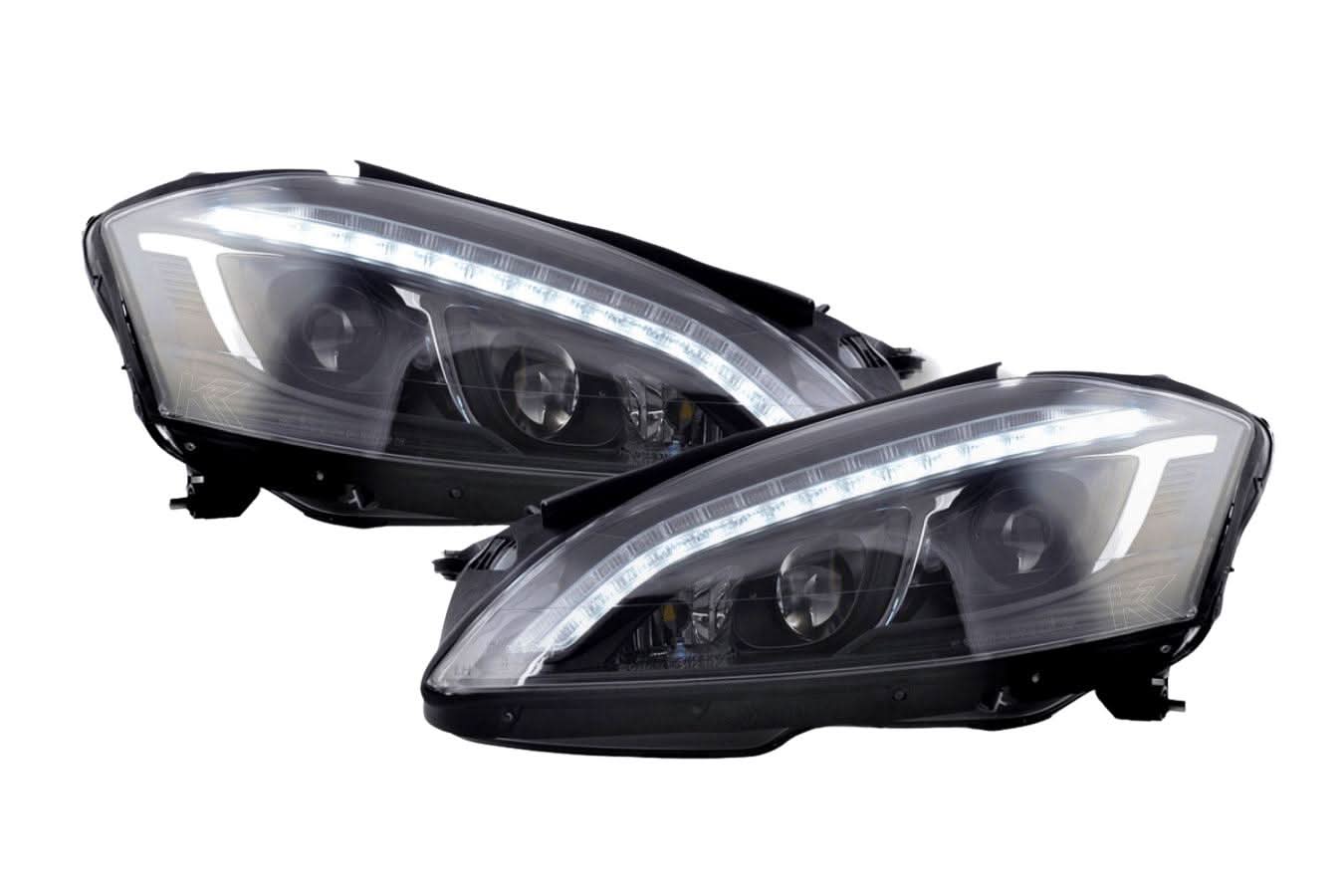 Mercedes Benz S-Class (221) Black LED Headlights with Daytime Running Lights (2005 - 2009)