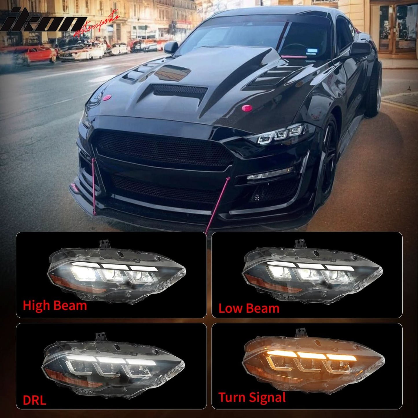 2018-2023 Ford Mustang EcoBoost GT V6 2024 Style Front Head Light Lamp
