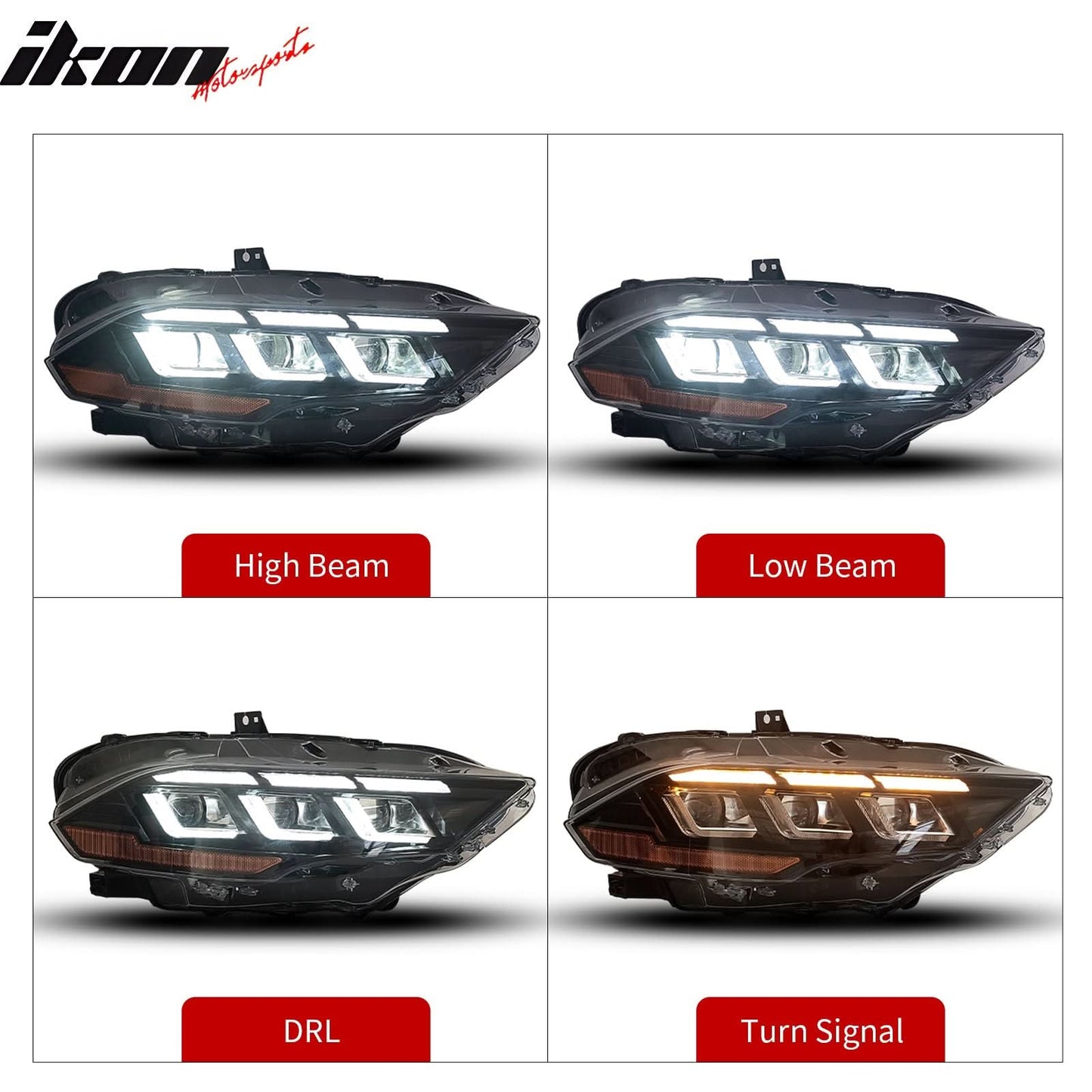 2018-2023 Ford Mustang EcoBoost GT V6 2024 Style Switchback Headlights
