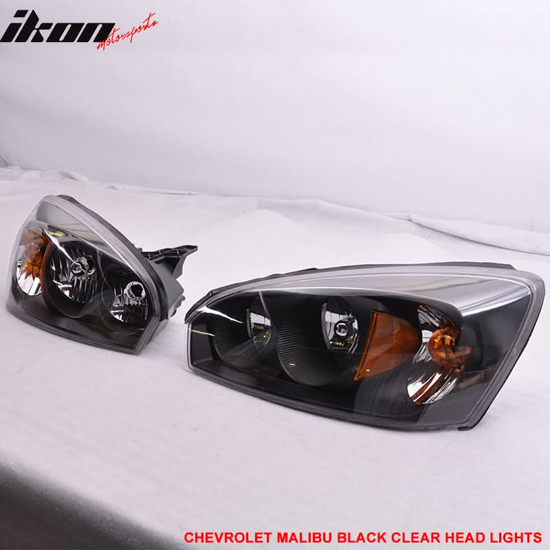 2004-2007 Chevy Malibu Headlights Lamp Clear Lens Amber Reflectors