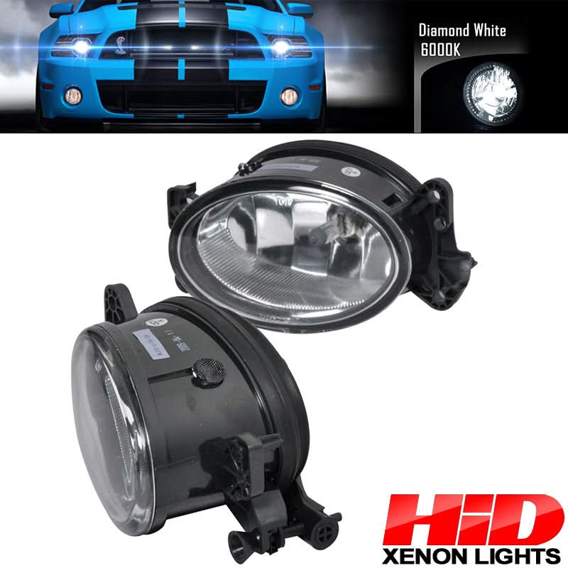 Winjet Fits 07-09 Benz W211 OE Fog Lights Clear+6000K Xenon HID