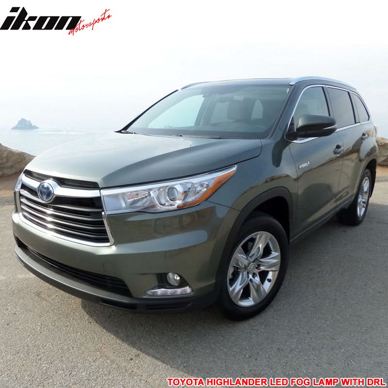 2014-2019 Toyota Highlander Clear Lens DRL LED Fog Light Pair ABS
