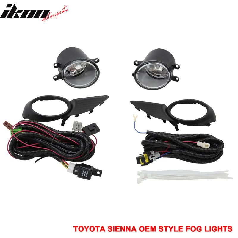 2011-2017 Toyota Sienna Chrome Housing Clear Len Fog Light & Covers