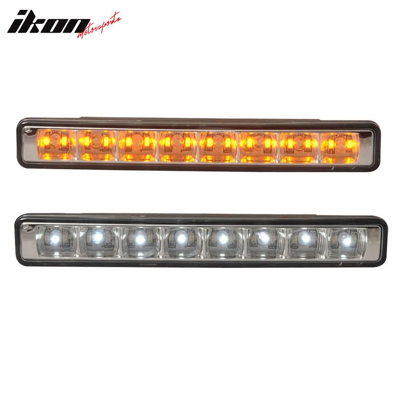 Universal DRL White LED Fog Lights w/ Amber Turn Signal Bar Lights