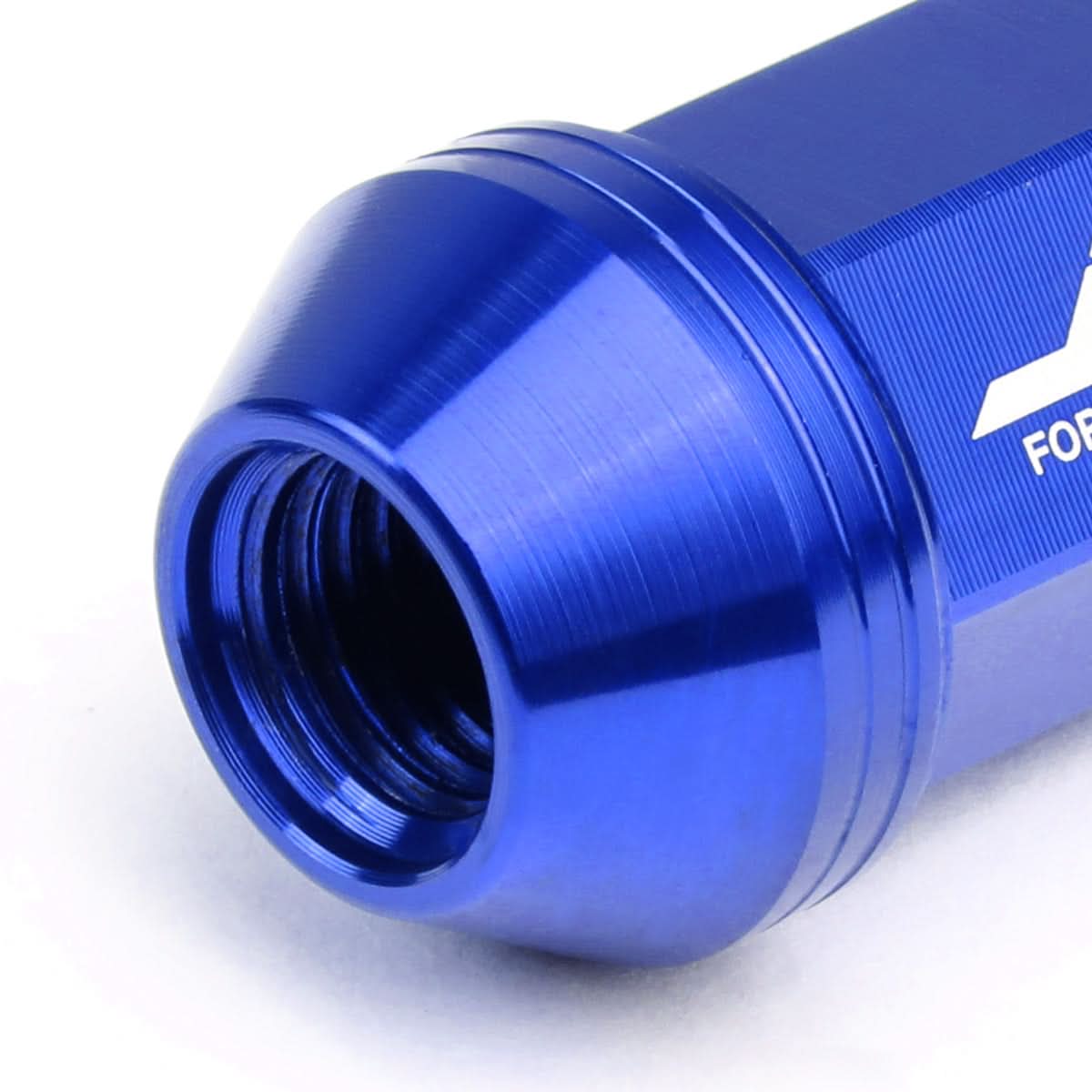 Spiked Aluminum Lug Nuts 80mm M12x1.5 20pc Set with Adapter Blue