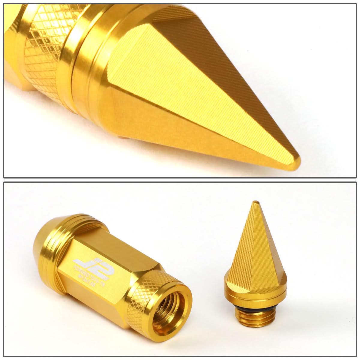 Spiked Cap Lug Nuts - 80MM - M12X1.5 - 20PCS w/ Adapter - Gold Aluminum