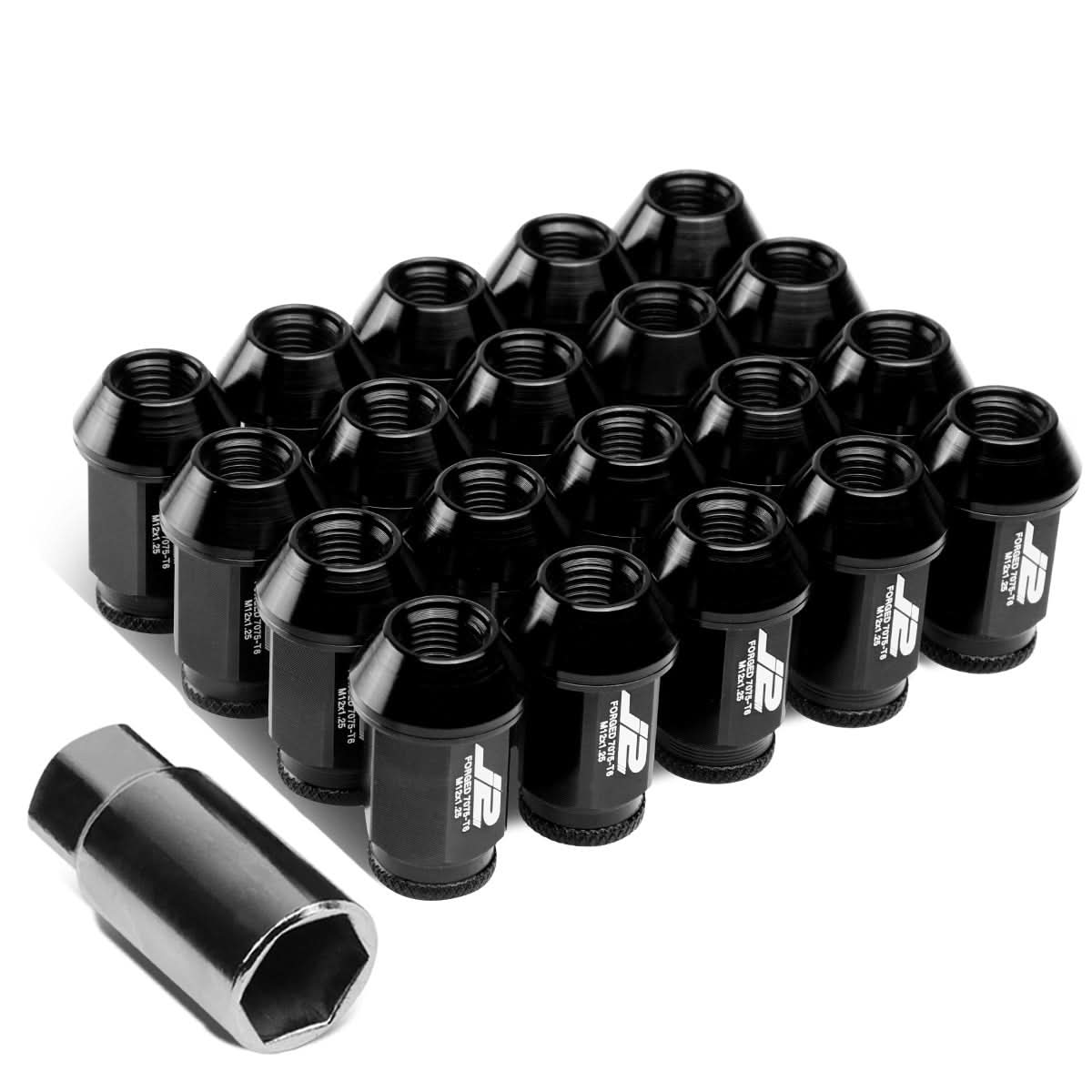 Universal Aluminum Lug Nuts - Open End 40MM M12x1.25 20pcs Black
