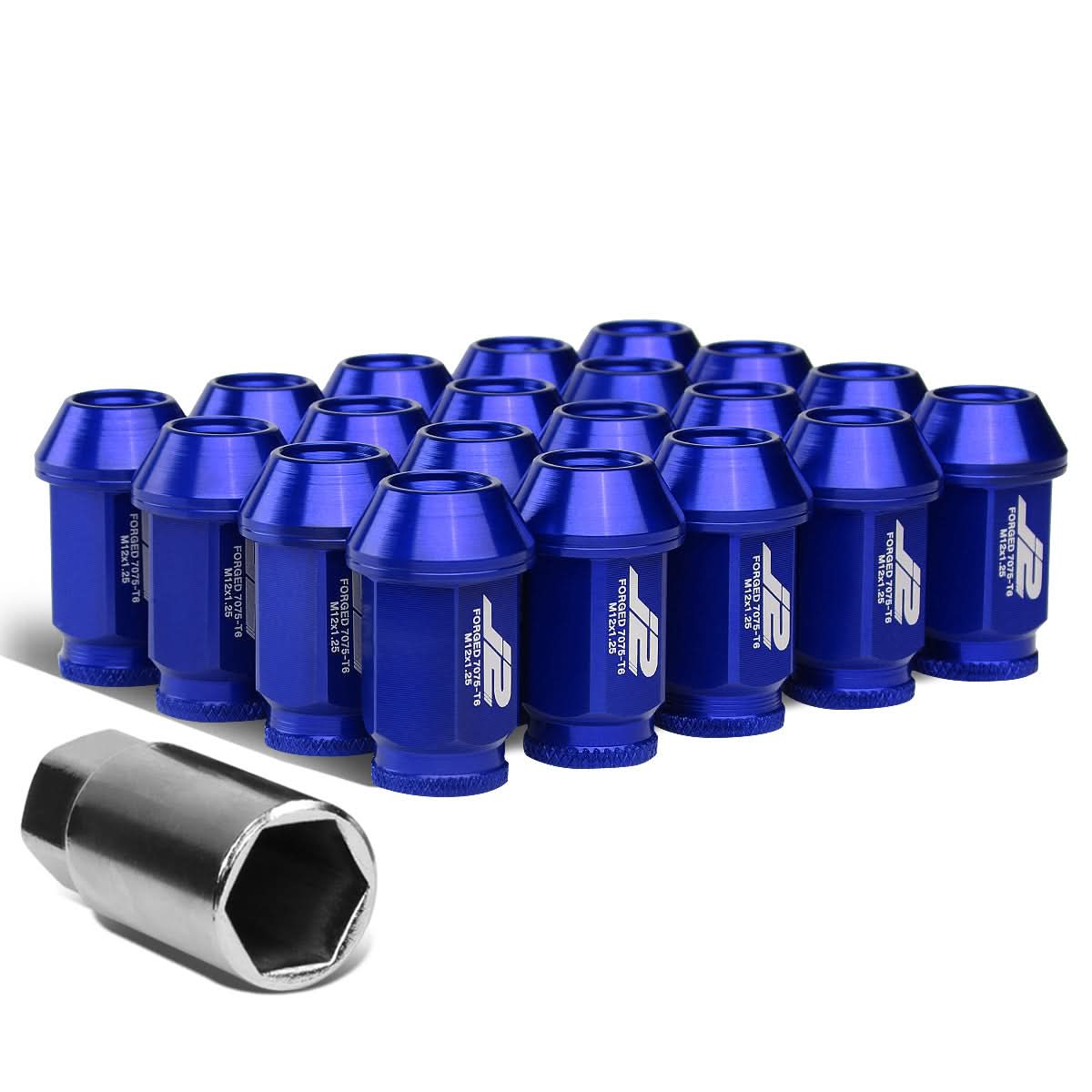 Aluminum Lug Nuts Open-End 40MM M12X1.25 20PCS with Adapter Blue