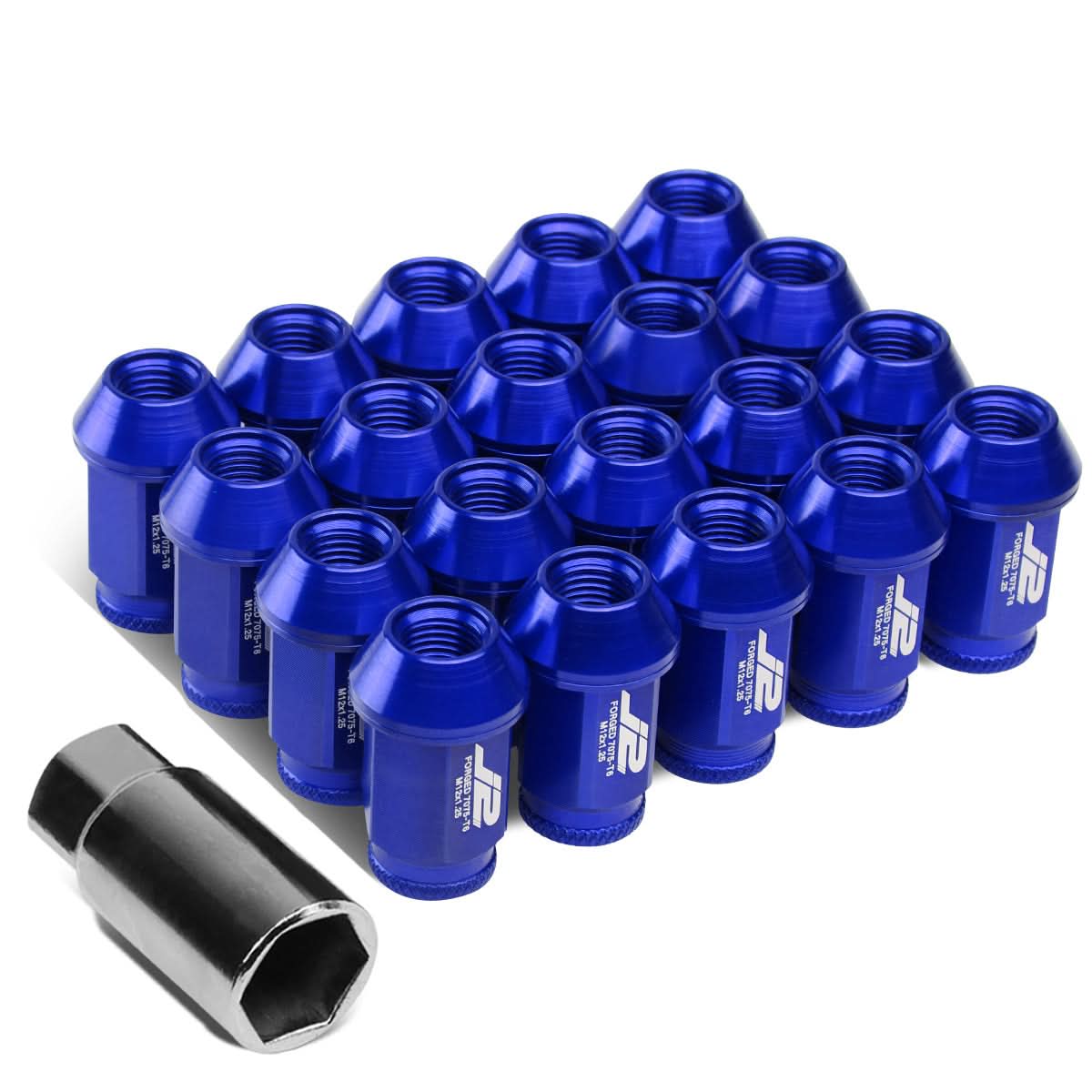 Aluminum Lug Nuts Open-End 40MM M12X1.25 20PCS with Adapter Blue