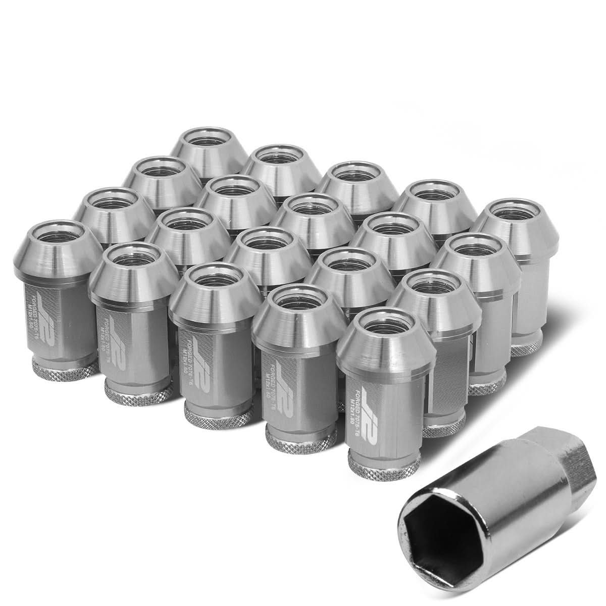 40mm Aluminum Open-End Lug Nuts M12x1.5 Thread 20pc Set w/ Adapter