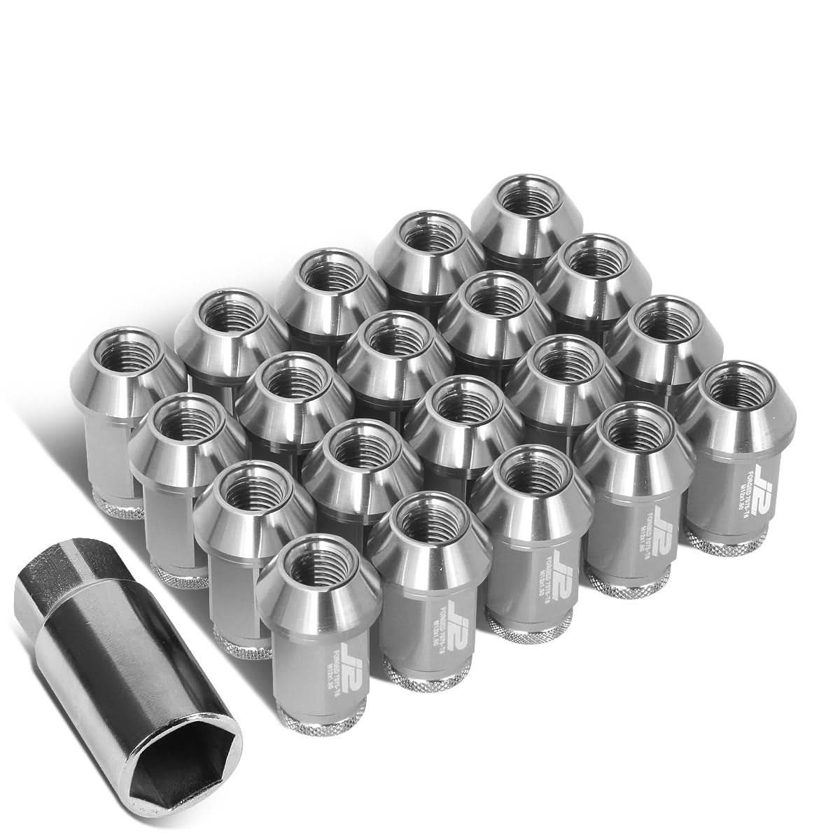 40mm Aluminum Open-End Lug Nuts M12x1.5 Thread 20pc Set w/ Adapter